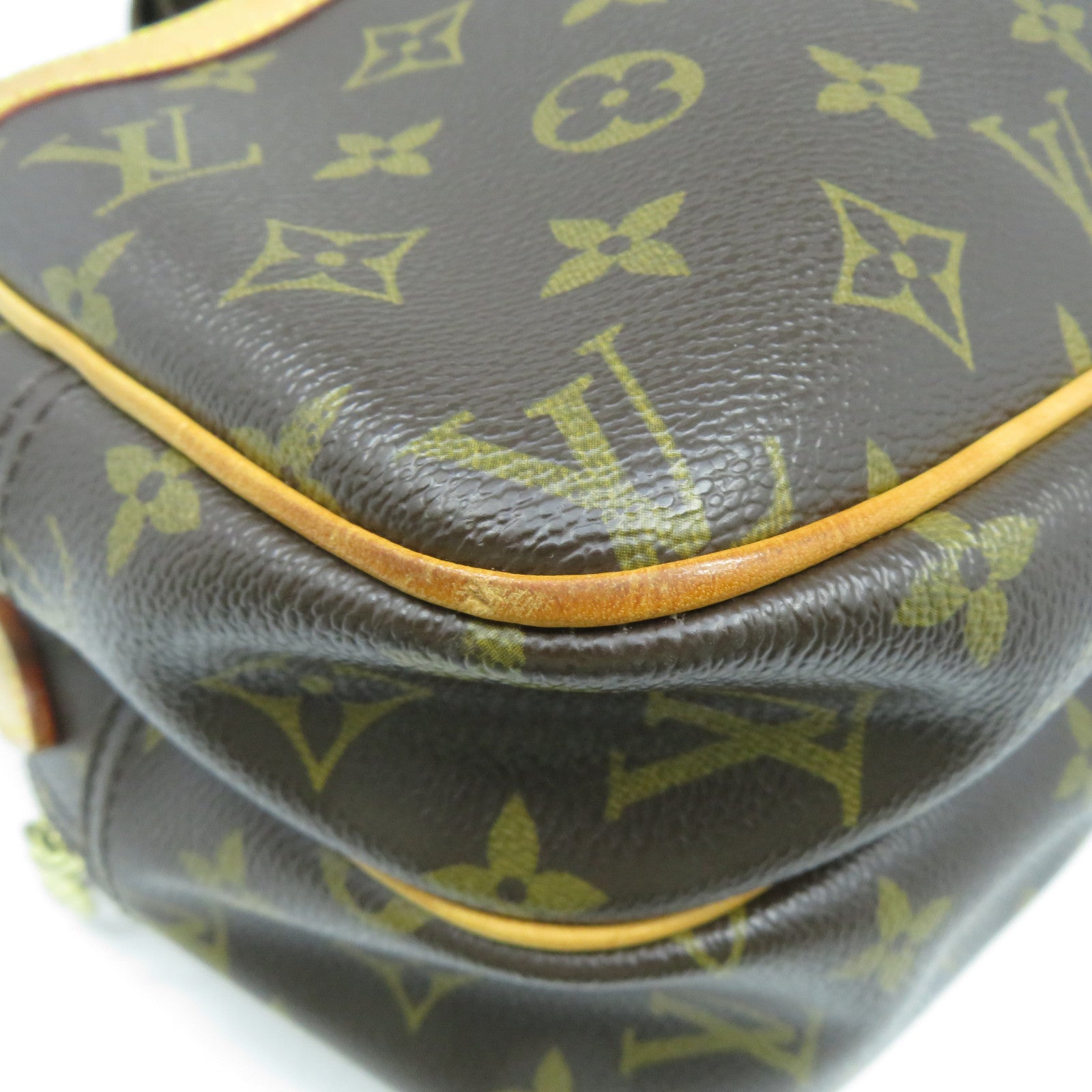 LOUIS VUITTON Monogram Reporter PM金扣肩背袋啡色