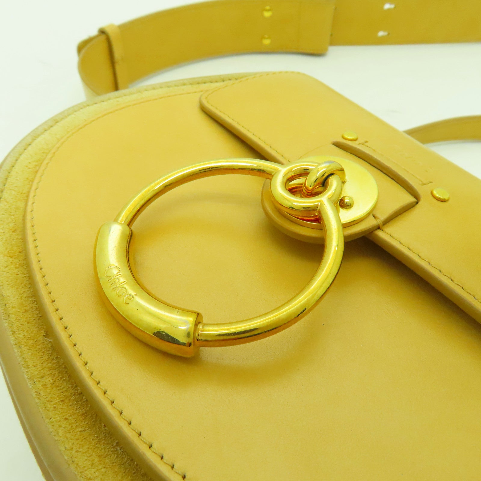 Chloe 牛皮皮革Shoulder Bag金扣/銀扣手挽肩背兩用袋啡色