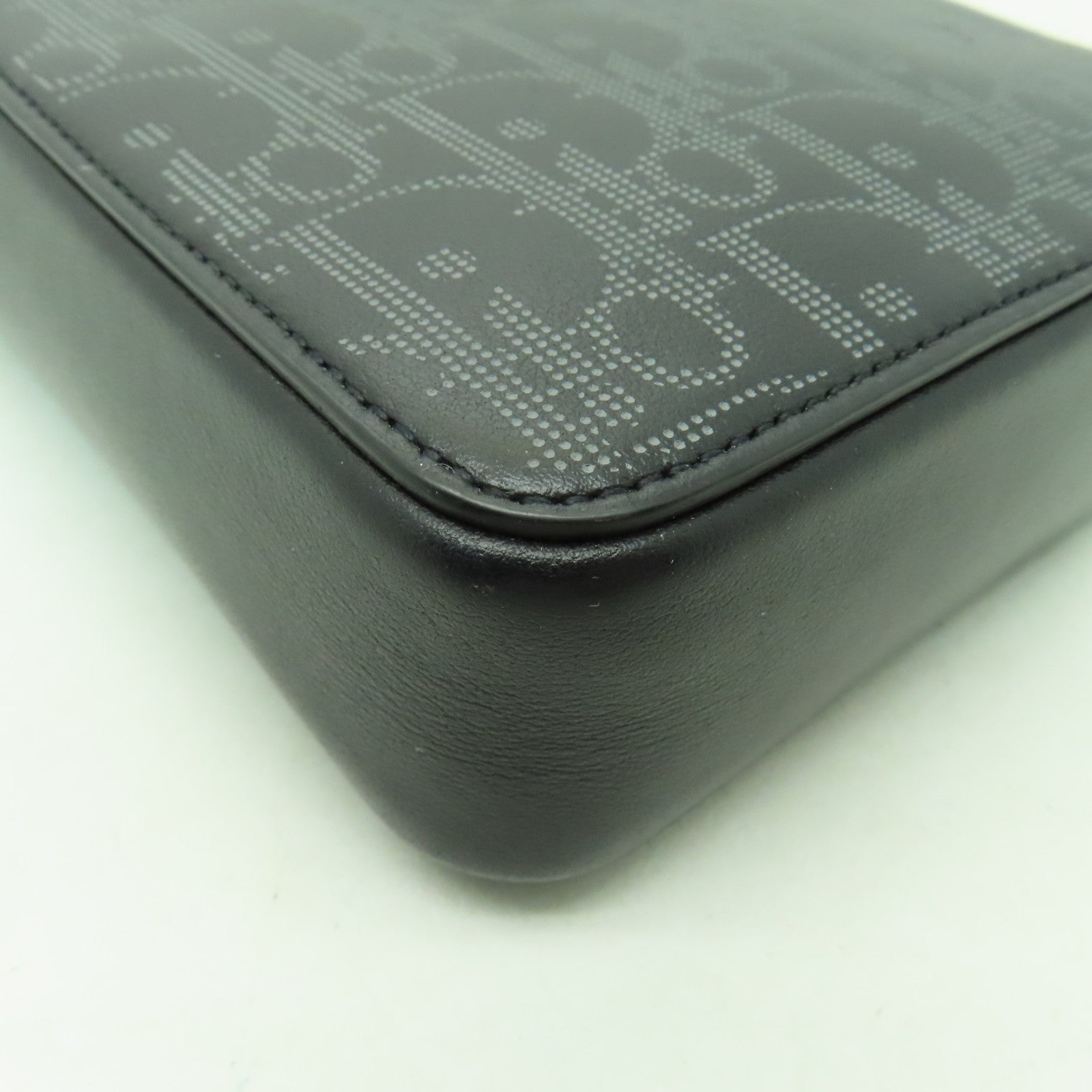 Dior 牛皮皮革Oblique Galaxy Vertical銀扣肩背袋黒色