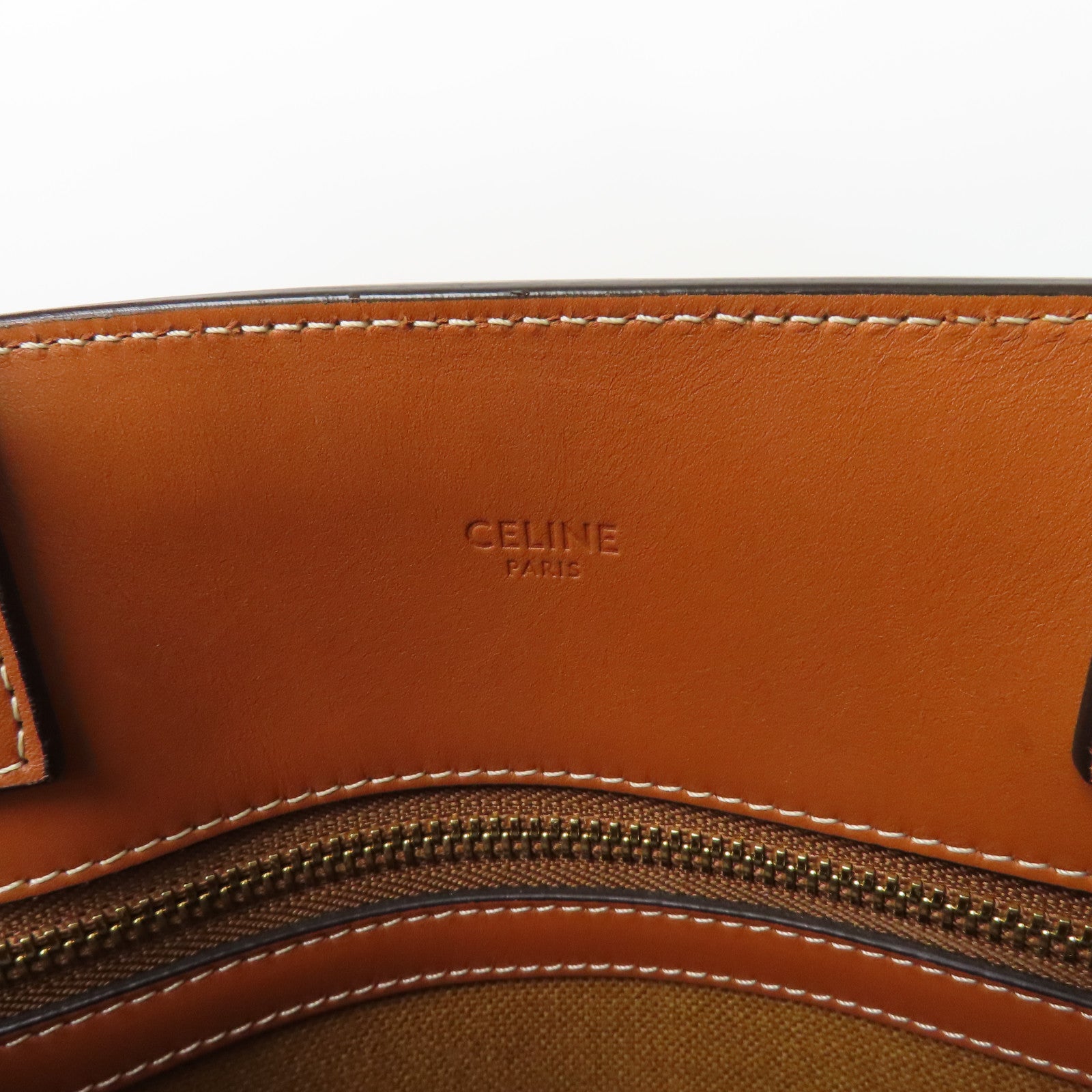 CELINE 牛皮皮革Tote Bag金扣手挽肩背兩用袋啡色