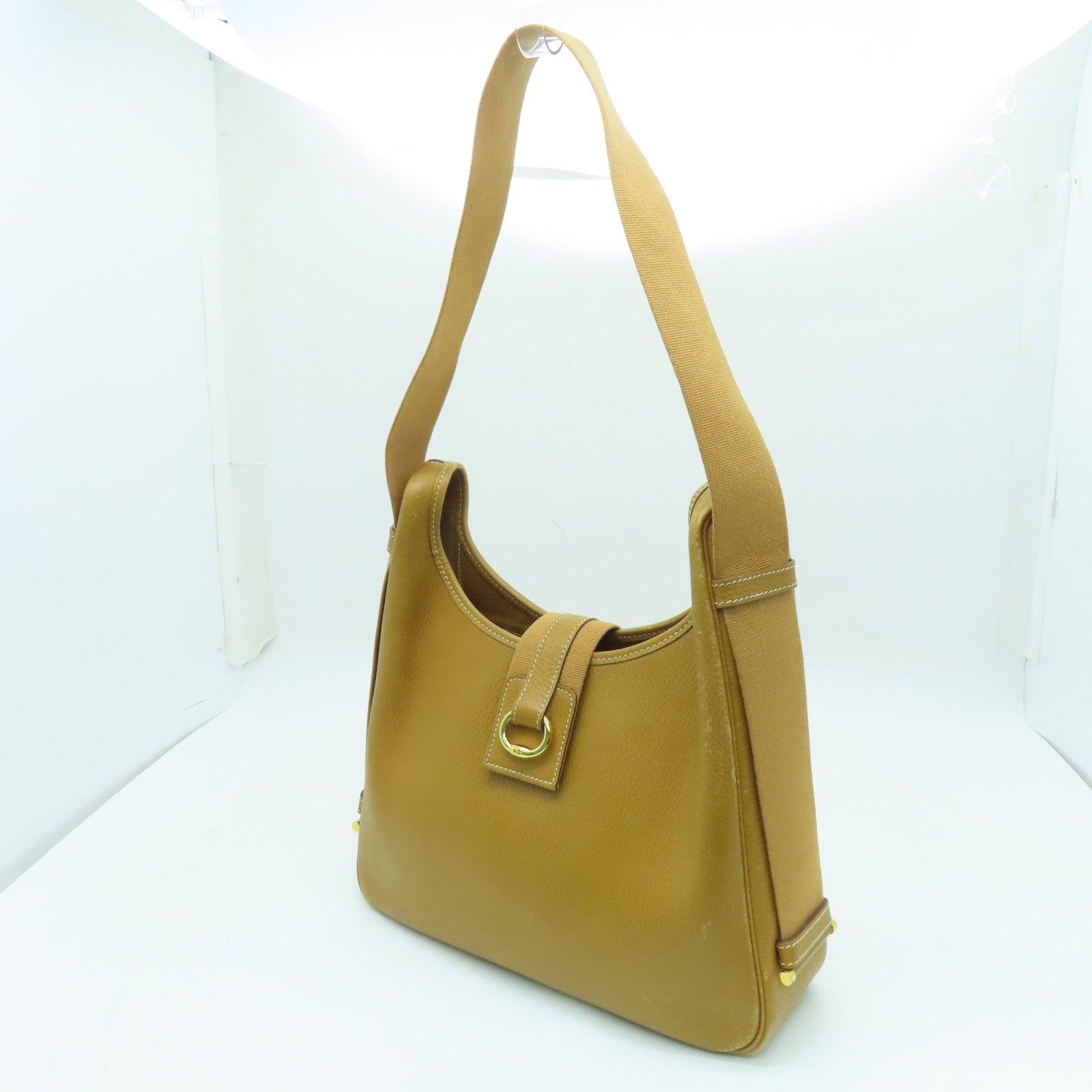 HERMES 【激減優惠】Clemence皮革Tsako金扣肩背袋啡色