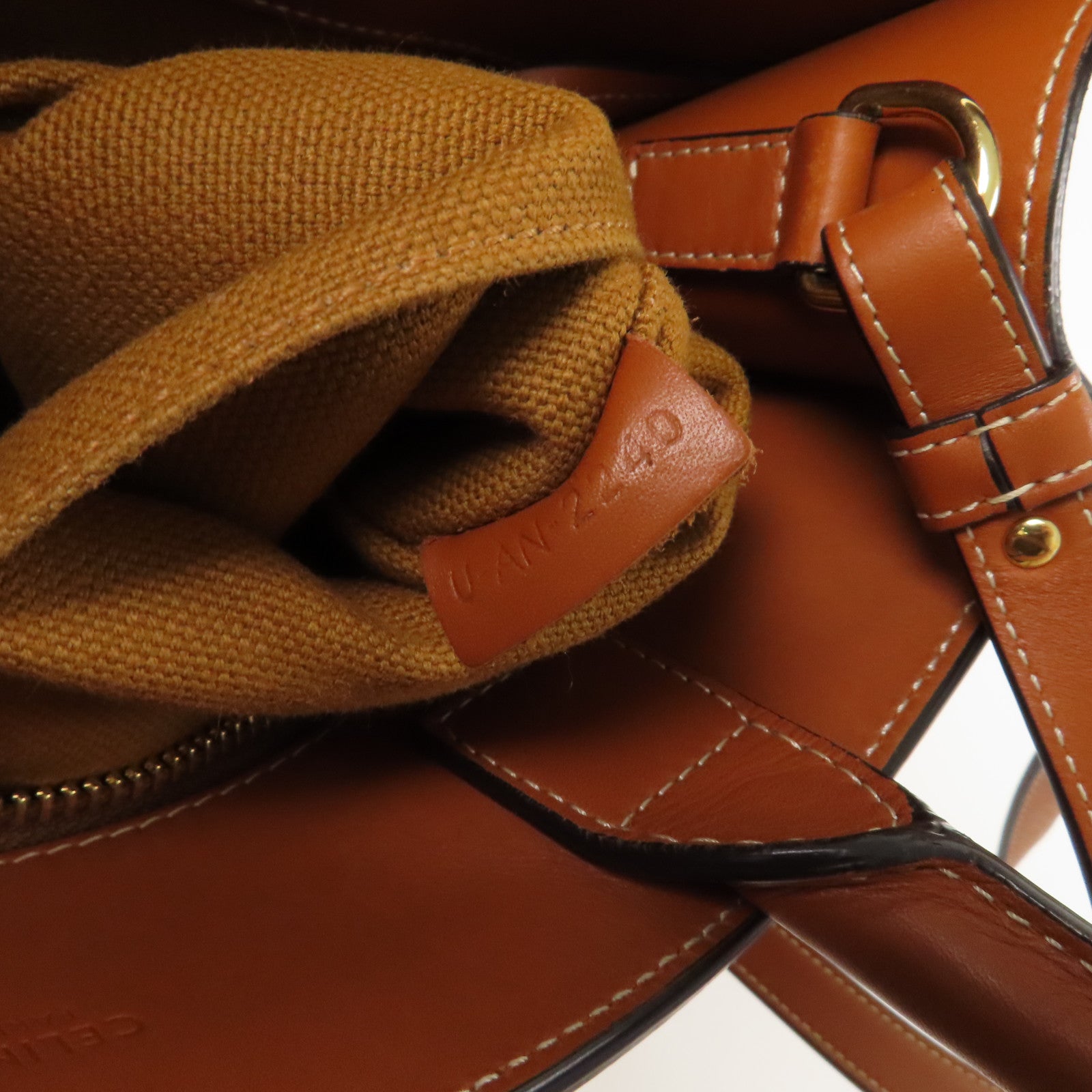 CELINE 牛皮皮革Tote Bag金扣手挽肩背兩用袋啡色