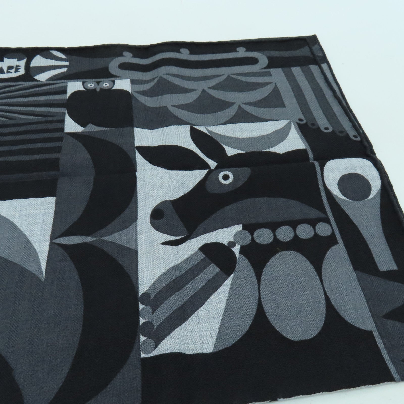 HERMES 絲質Scarf絲巾黒色/灰色