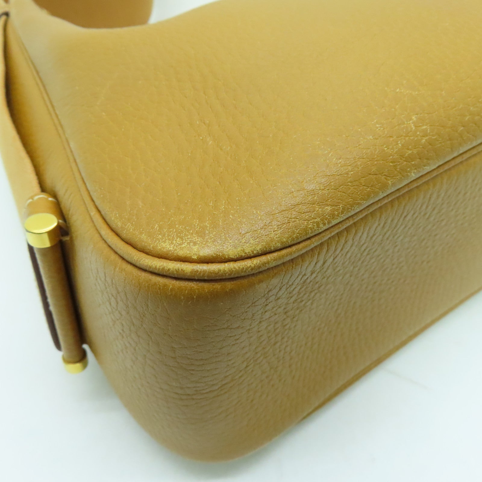 HERMES 【激減優惠】Clemence皮革Tsako金扣肩背袋啡色