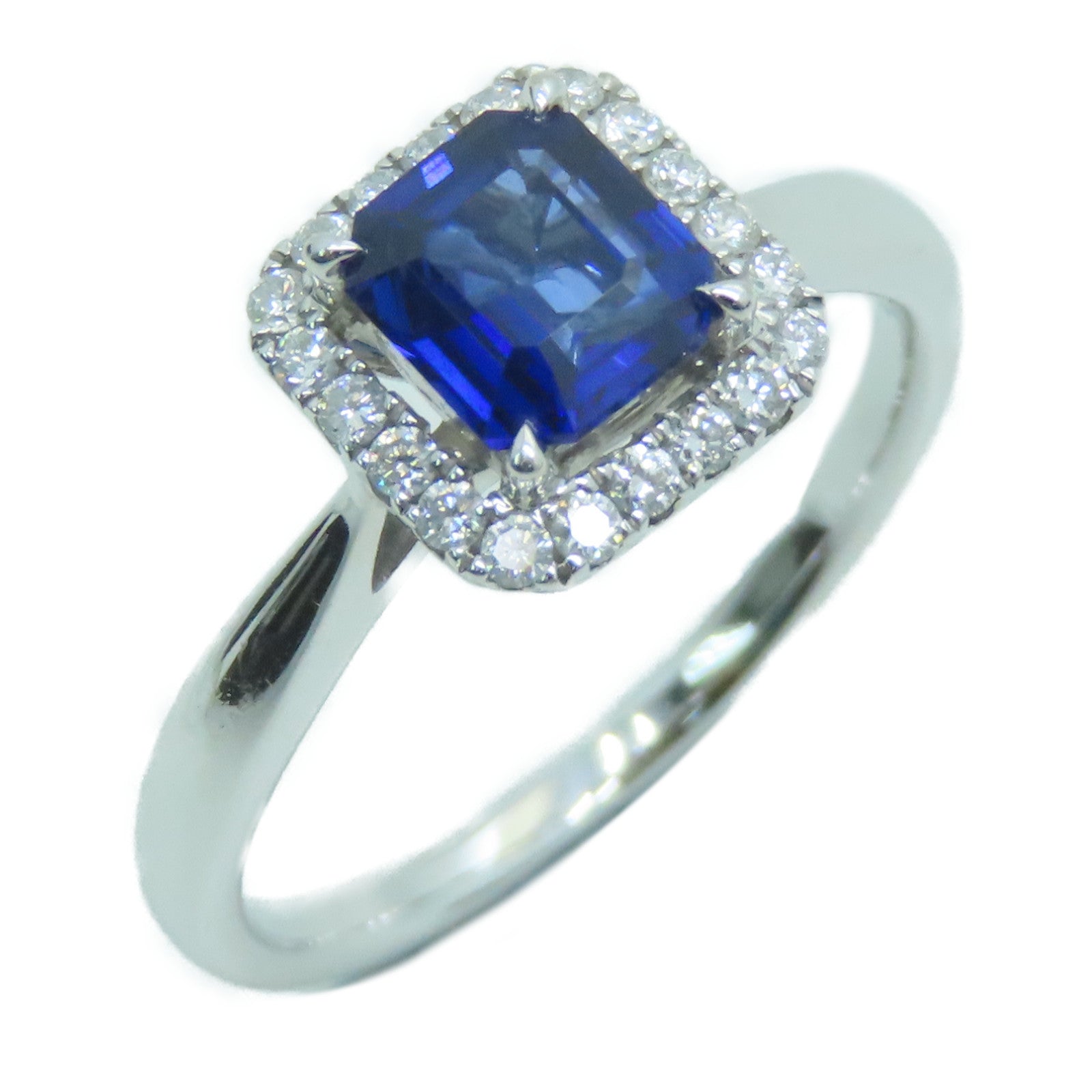 JEWELRY 18K白金Sapphire Diamond Ring1.008ct蓝宝石/0.176ct钻石戒指US#6