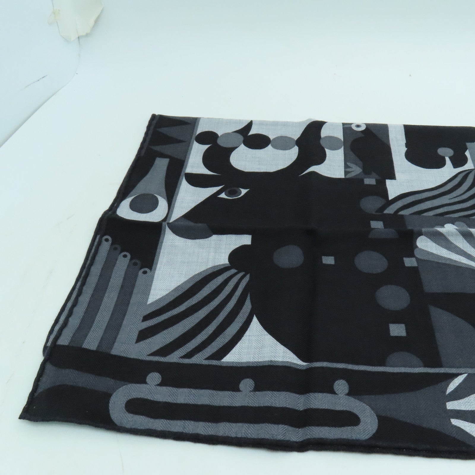 HERMES 絲質Scarf絲巾黒色/灰色