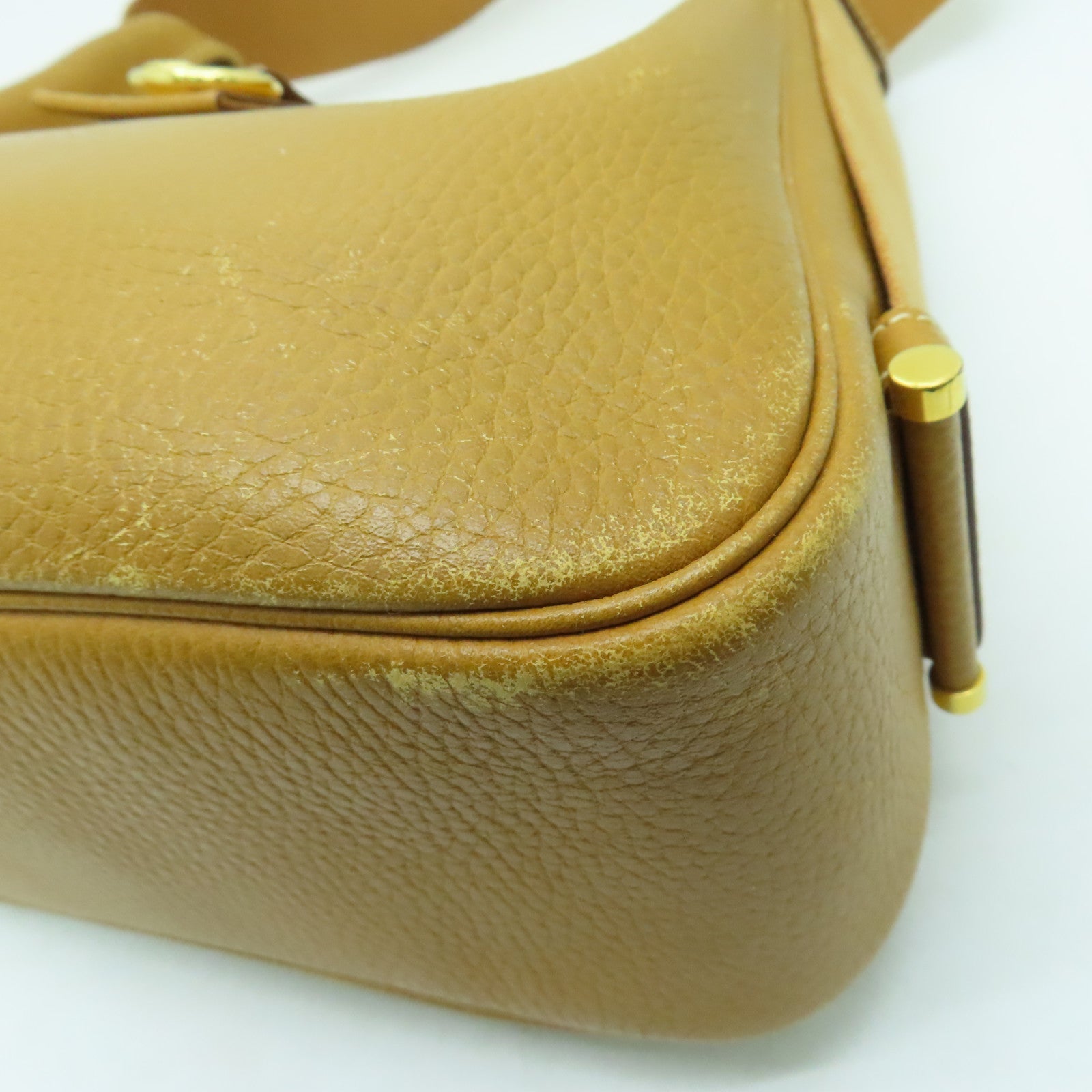 HERMES 【激減優惠】Clemence皮革Tsako金扣肩背袋啡色