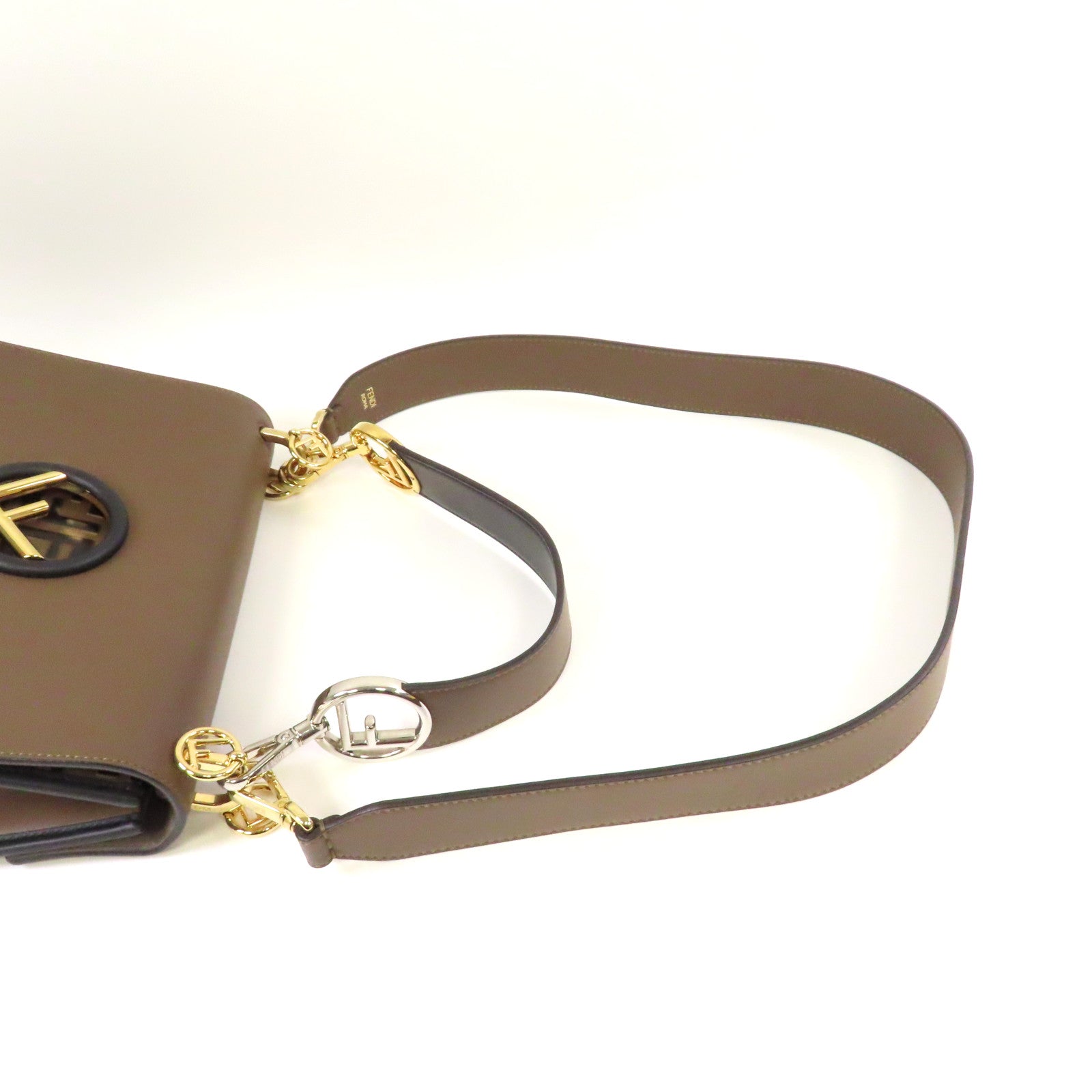 FENDI 牛皮皮革Shoulder Bag手挽肩背兩用袋啡色