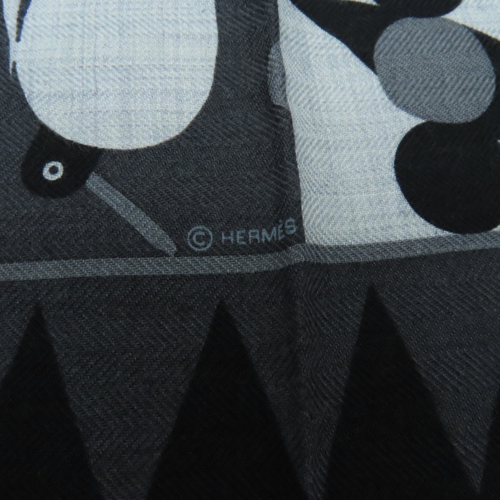 HERMES 絲質Scarf絲巾黒色/灰色