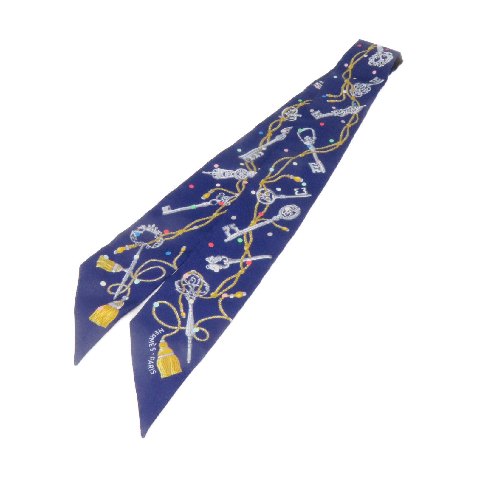 HERMES Silk Twilly Scarf Blue/Color