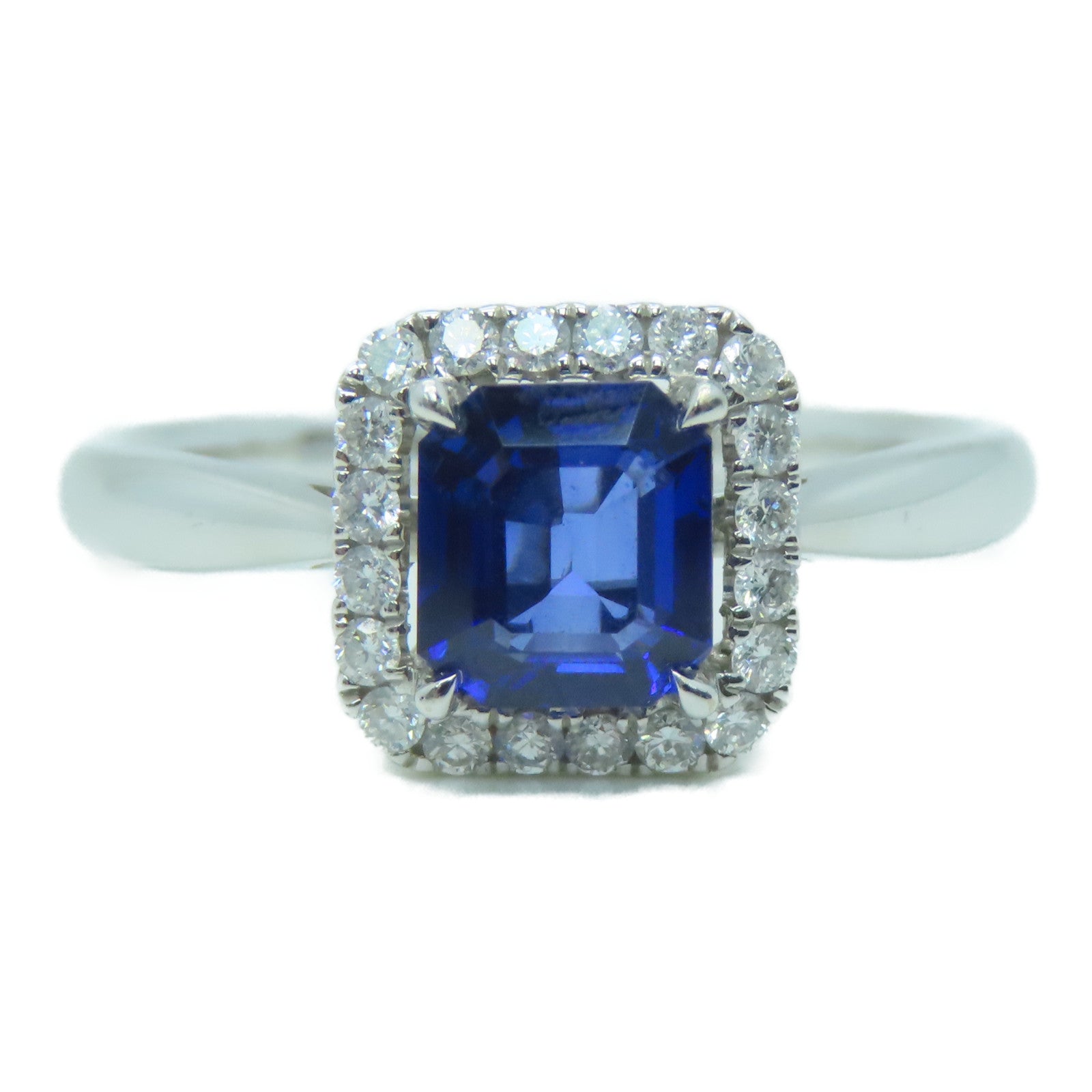 JEWELRY 18K白金Sapphire Diamond Ring1.008ct蓝宝石/0.176ct钻石戒指US#6