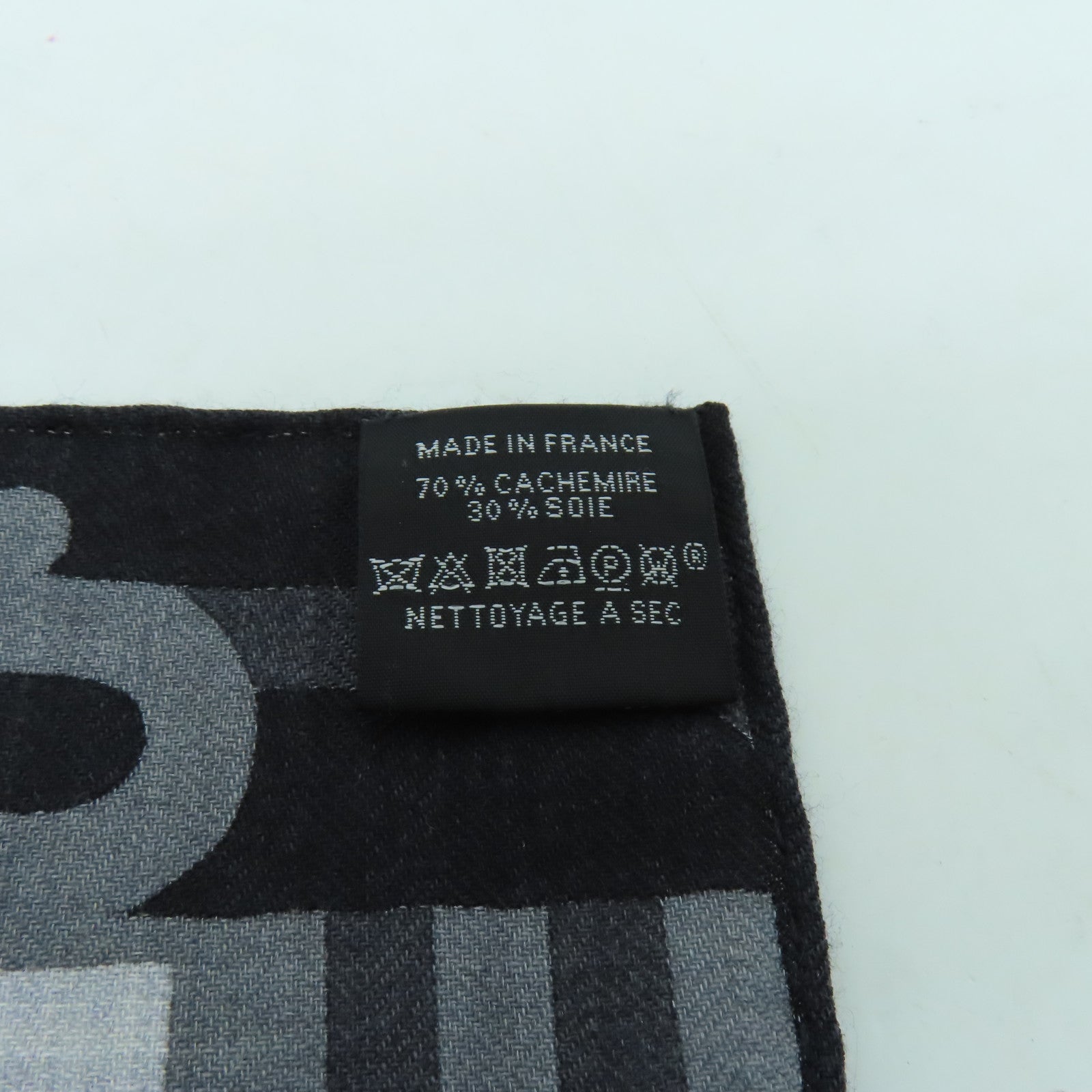 HERMES 絲質Scarf絲巾黒色/灰色