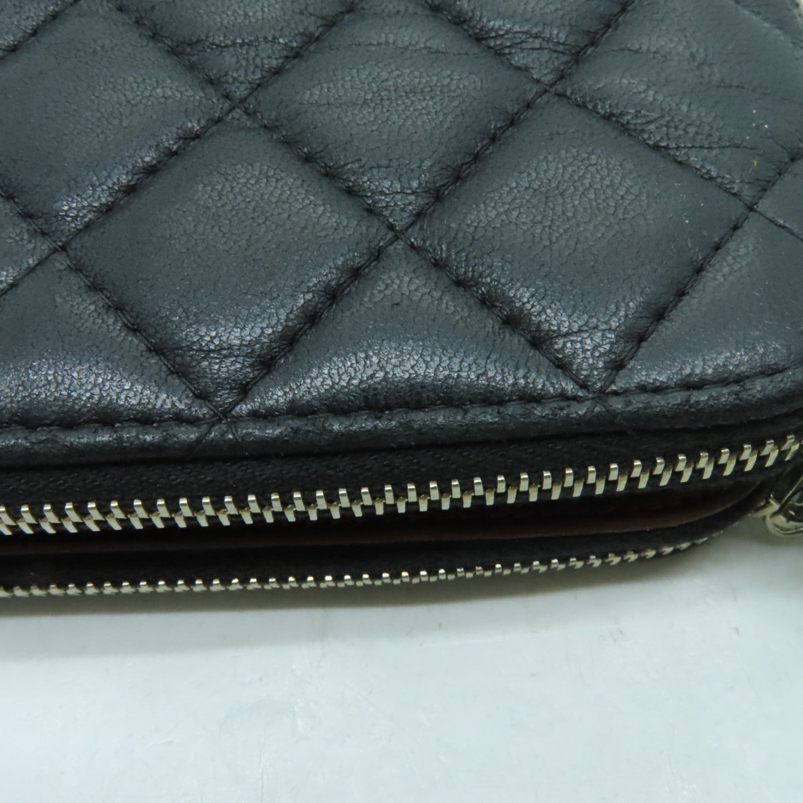 CHANEL 菱格羊皮皮革Chain Shoulder金扣鏈帶肩背袋黑色