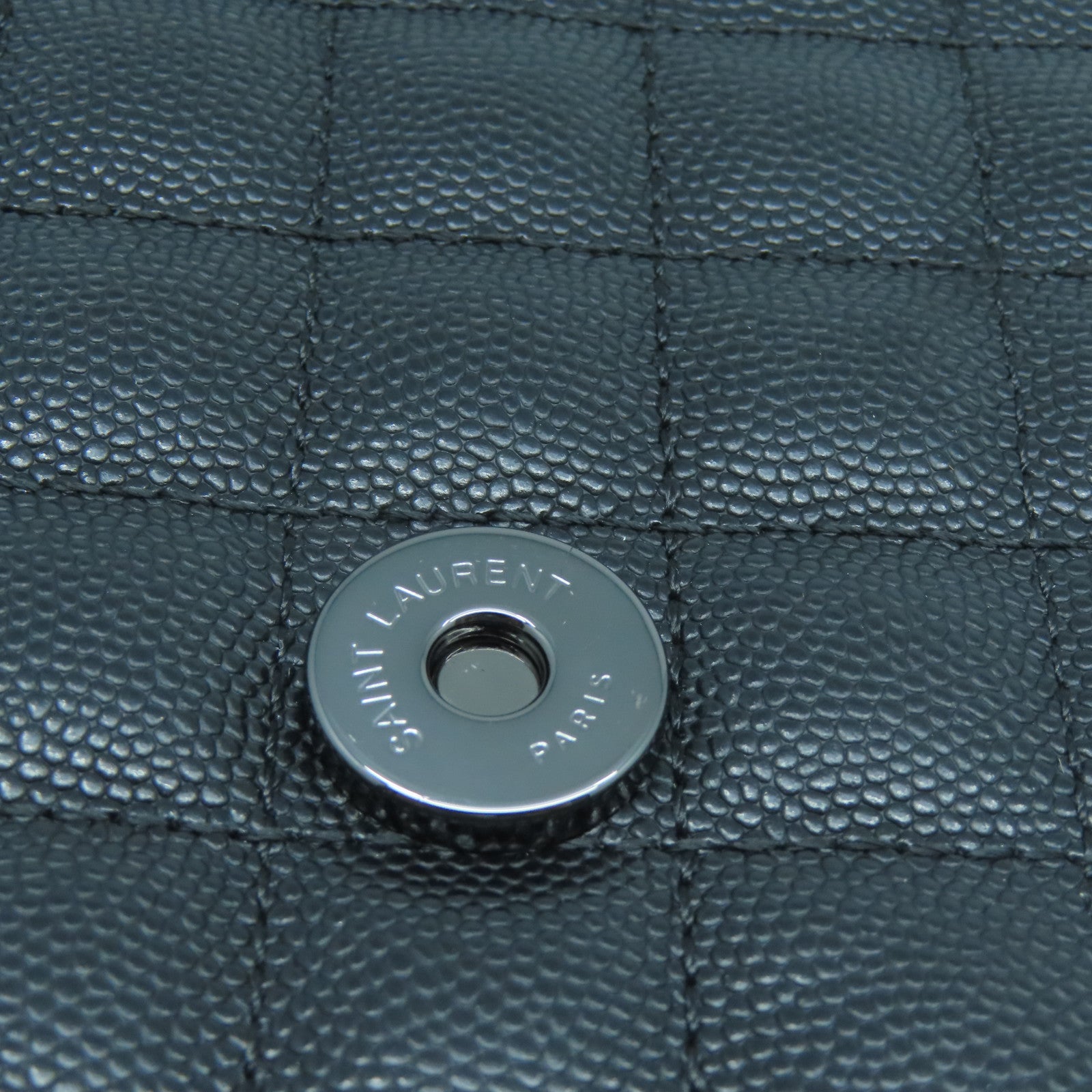 SAINT LAURENT 牛皮皮革Chain Shoulder黑扣链带肩背袋黑色