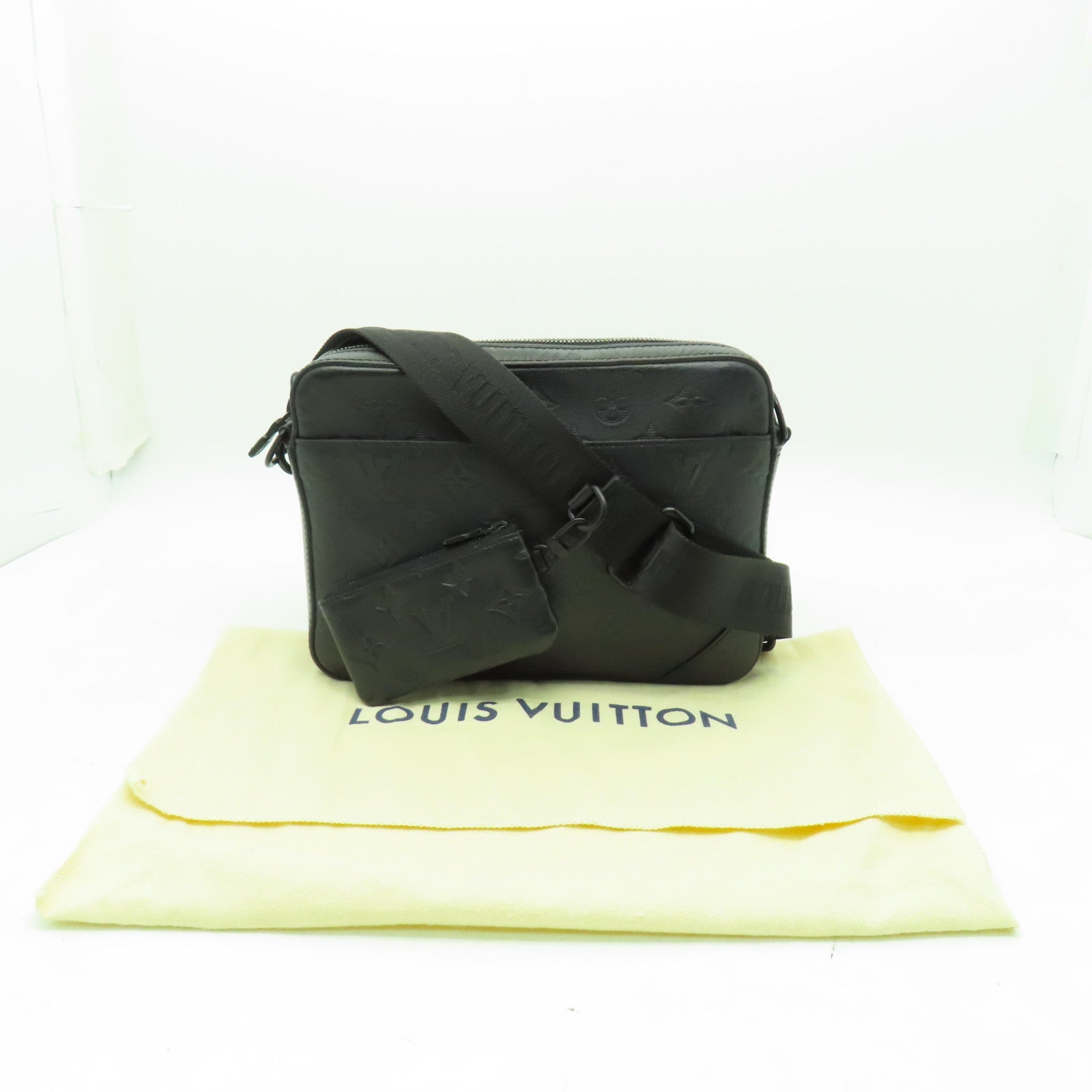 LOUIS VUITTON Monogram Shadow Duo Messenger肩背袋黑色