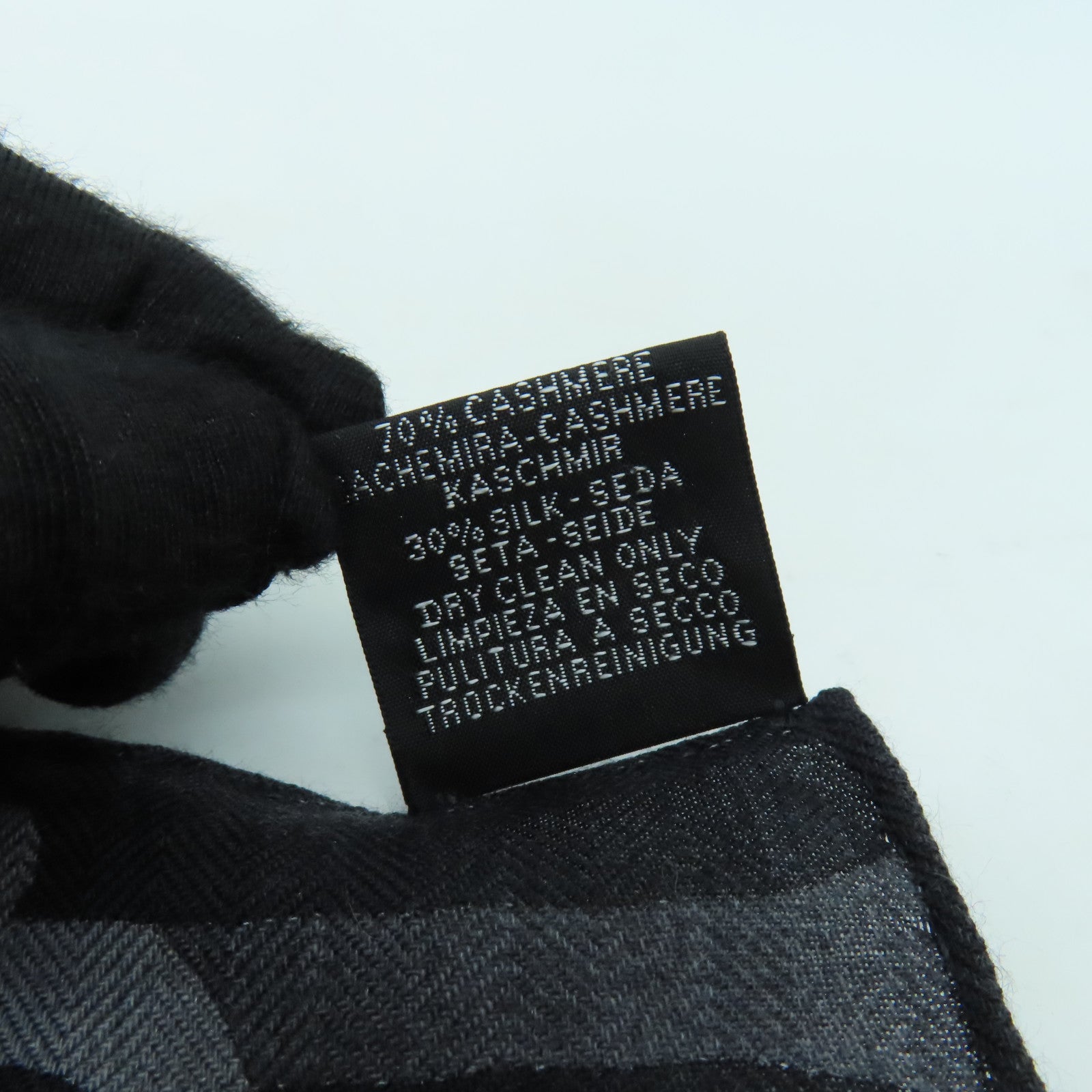 HERMES 絲質Scarf絲巾黒色/灰色