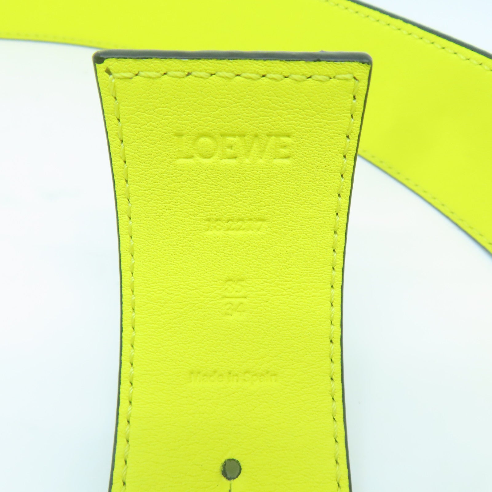 LOEWE 牛皮皮革Belt銀扣皮帶灰色/黃色
