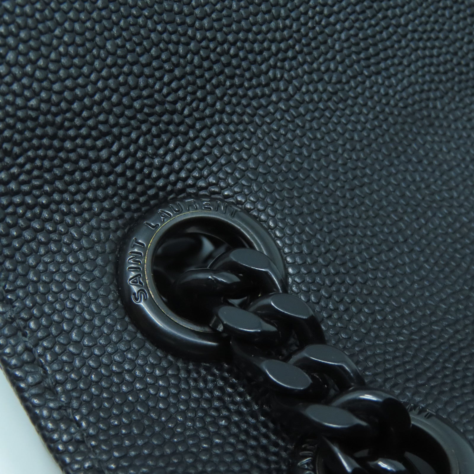 SAINT LAURENT 牛皮皮革Chain Shoulder黑扣链带肩背袋黑色
