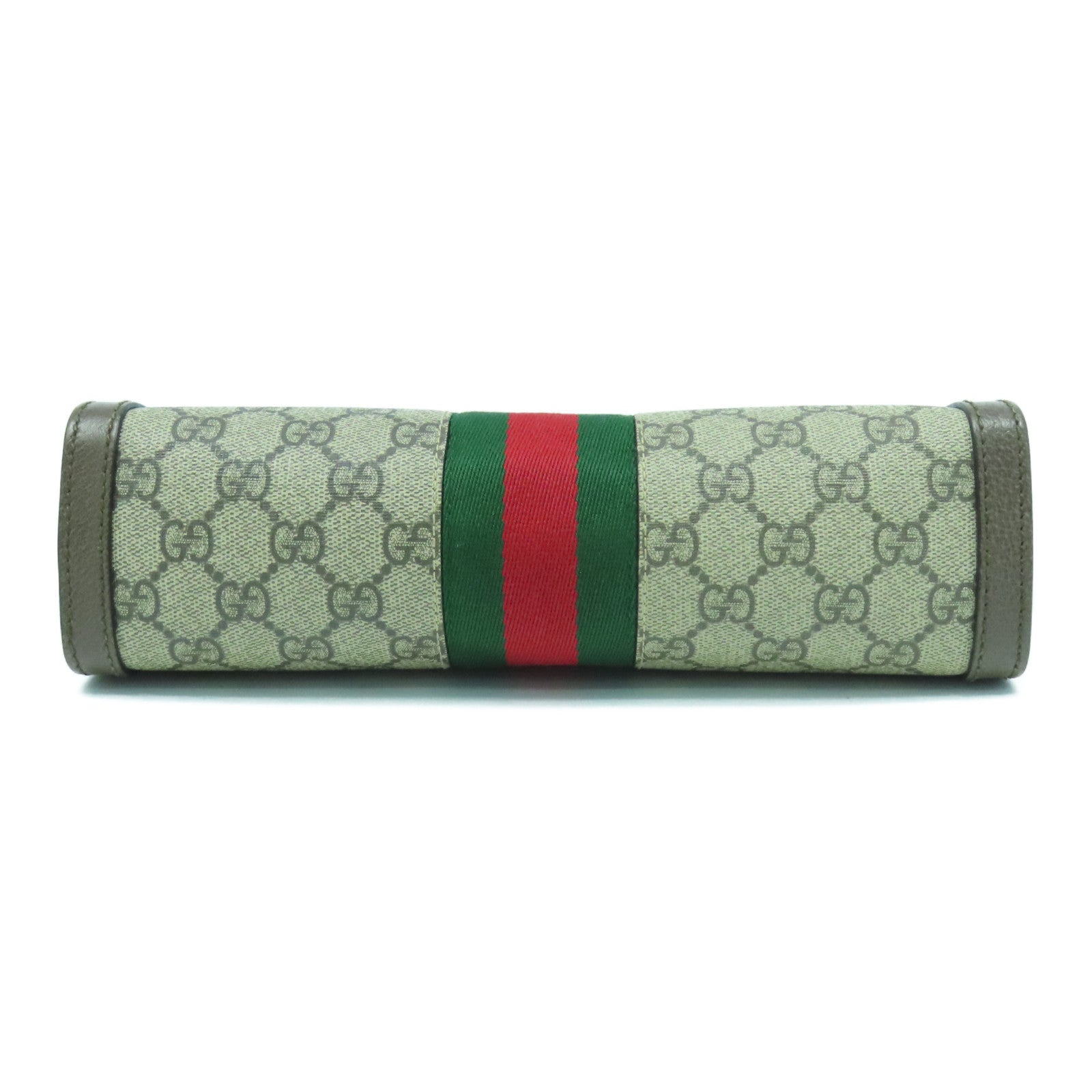 GUCCI 塗層帆布Ophidia GG金扣鏈帶肩背袋啡色