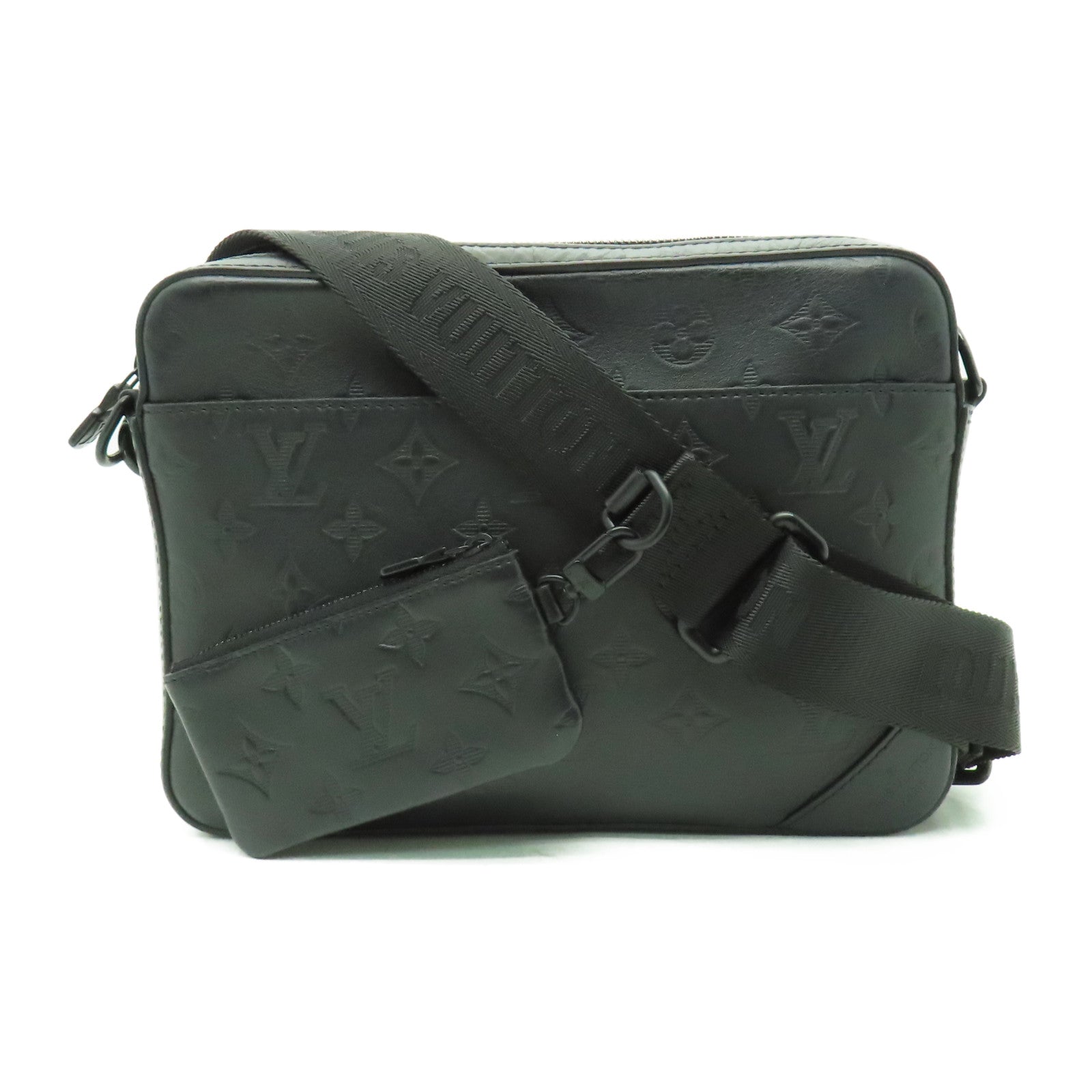LOUIS VUITTON Monogram Shadow Duo Messenger肩背袋黑色