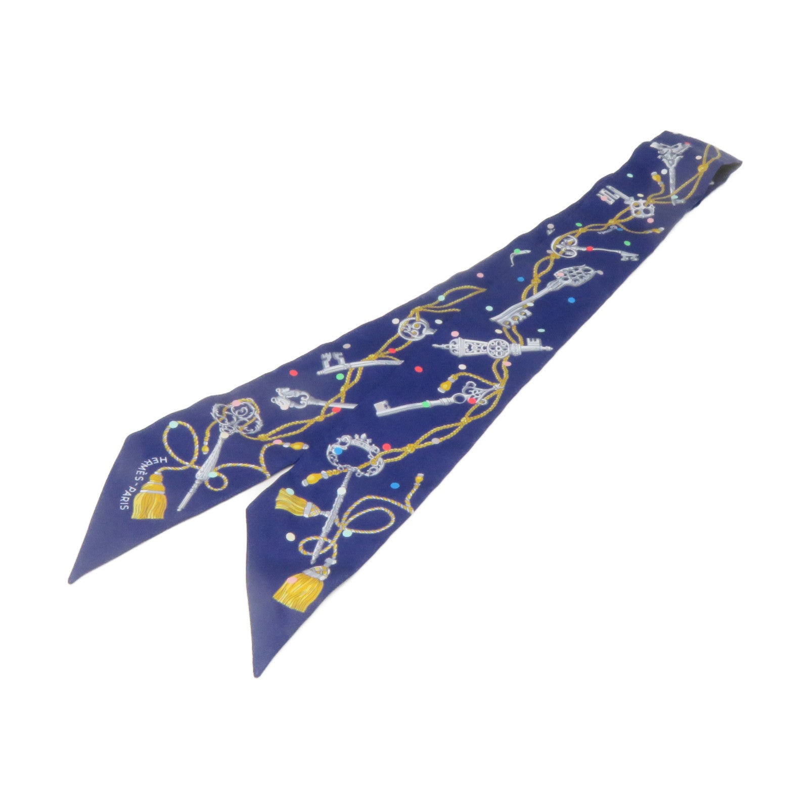 HERMES Silk Twilly Scarf Blue/Color