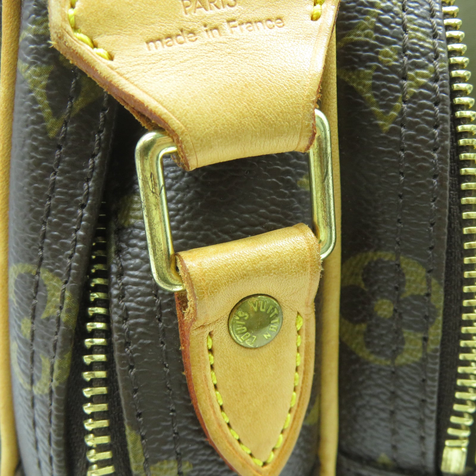 LOUIS VUITTON Monogram Reporter PM金扣肩背袋啡色
