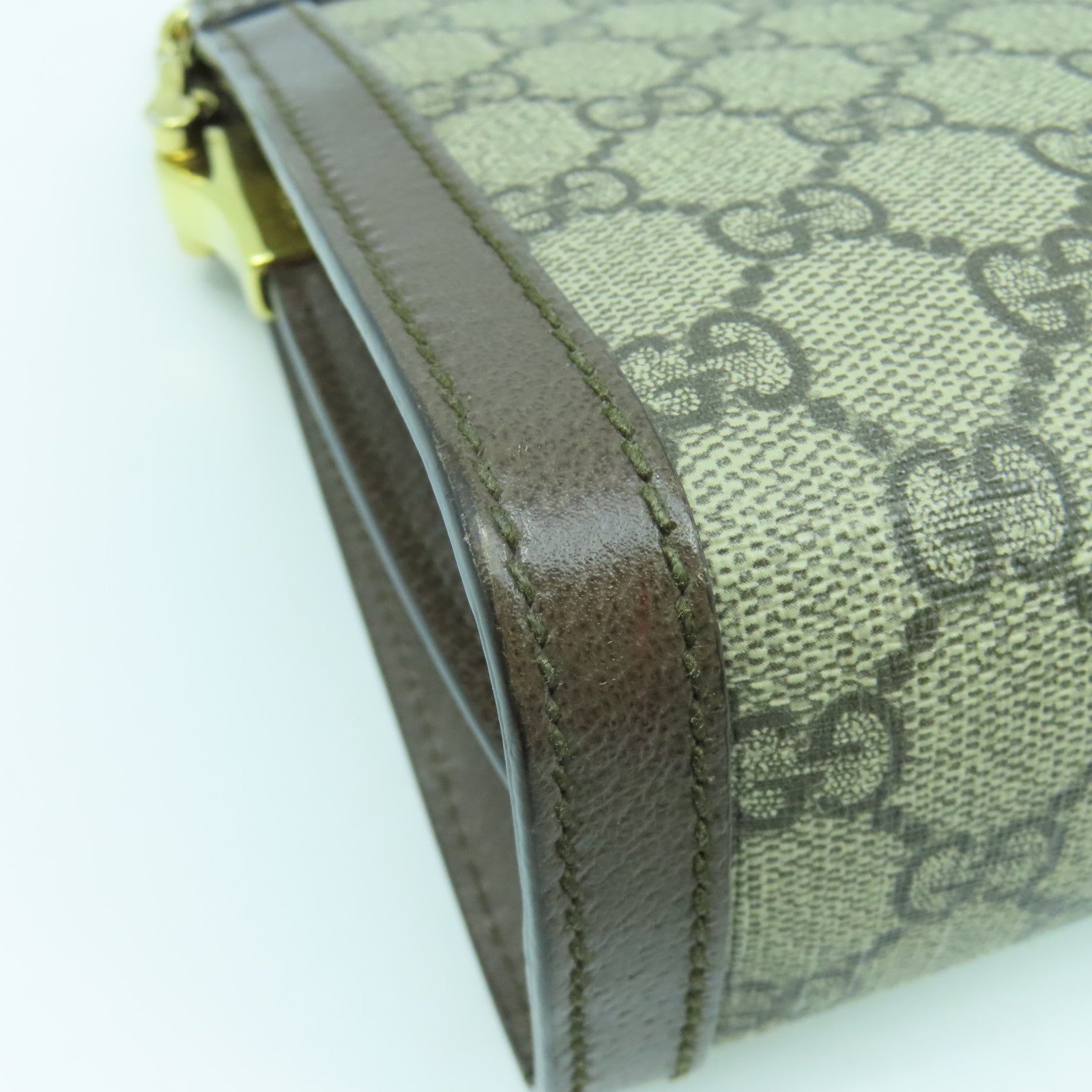 GUCCI 塗層帆布Ophidia GG金扣鏈帶肩背袋啡色