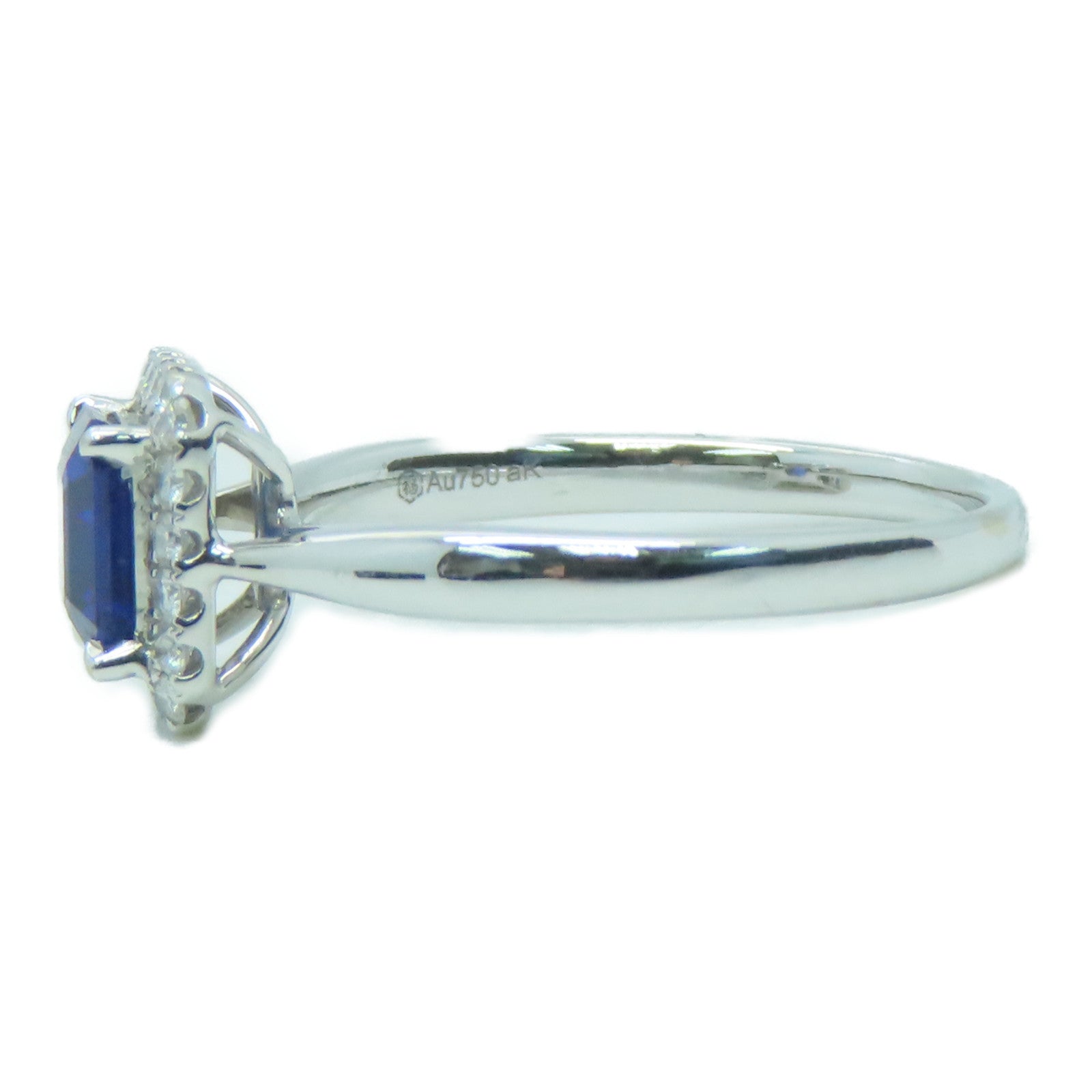 JEWELRY 18K白金Sapphire Diamond Ring1.008ct蓝宝石/0.176ct钻石戒指US#6