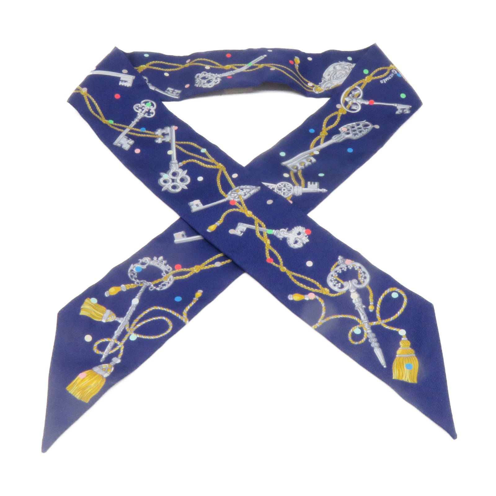 HERMES Silk Twilly Scarf Blue/Color