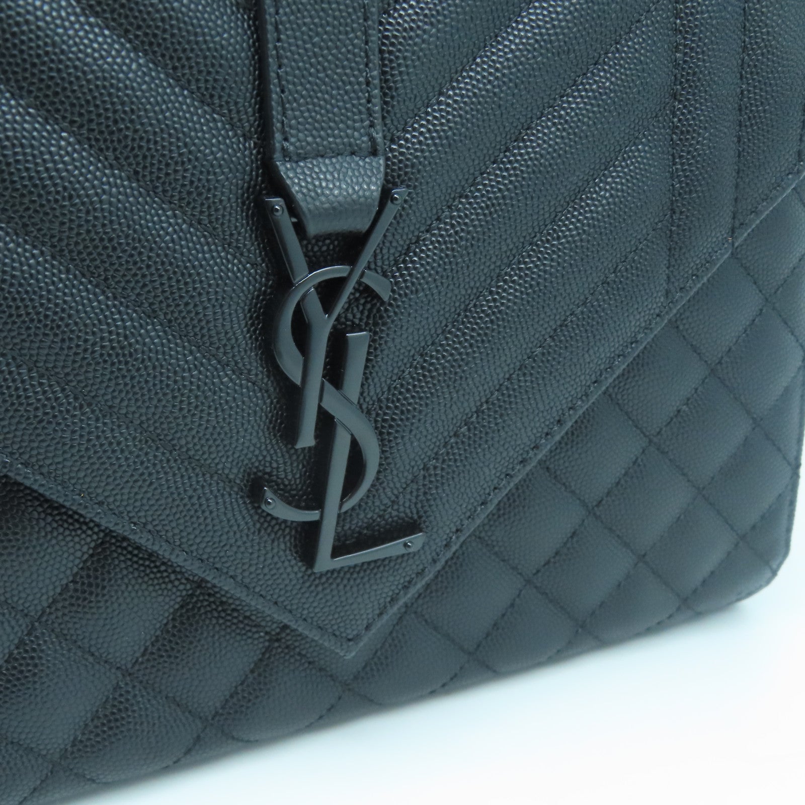 SAINT LAURENT 牛皮皮革Chain Shoulder黑扣链带肩背袋黑色