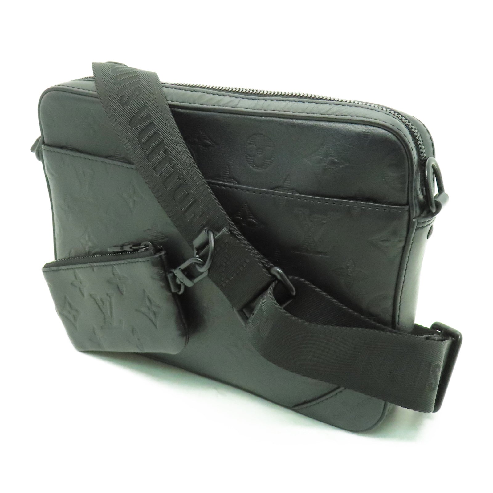 LOUIS VUITTON Monogram Shadow Duo Messenger肩背袋黑色