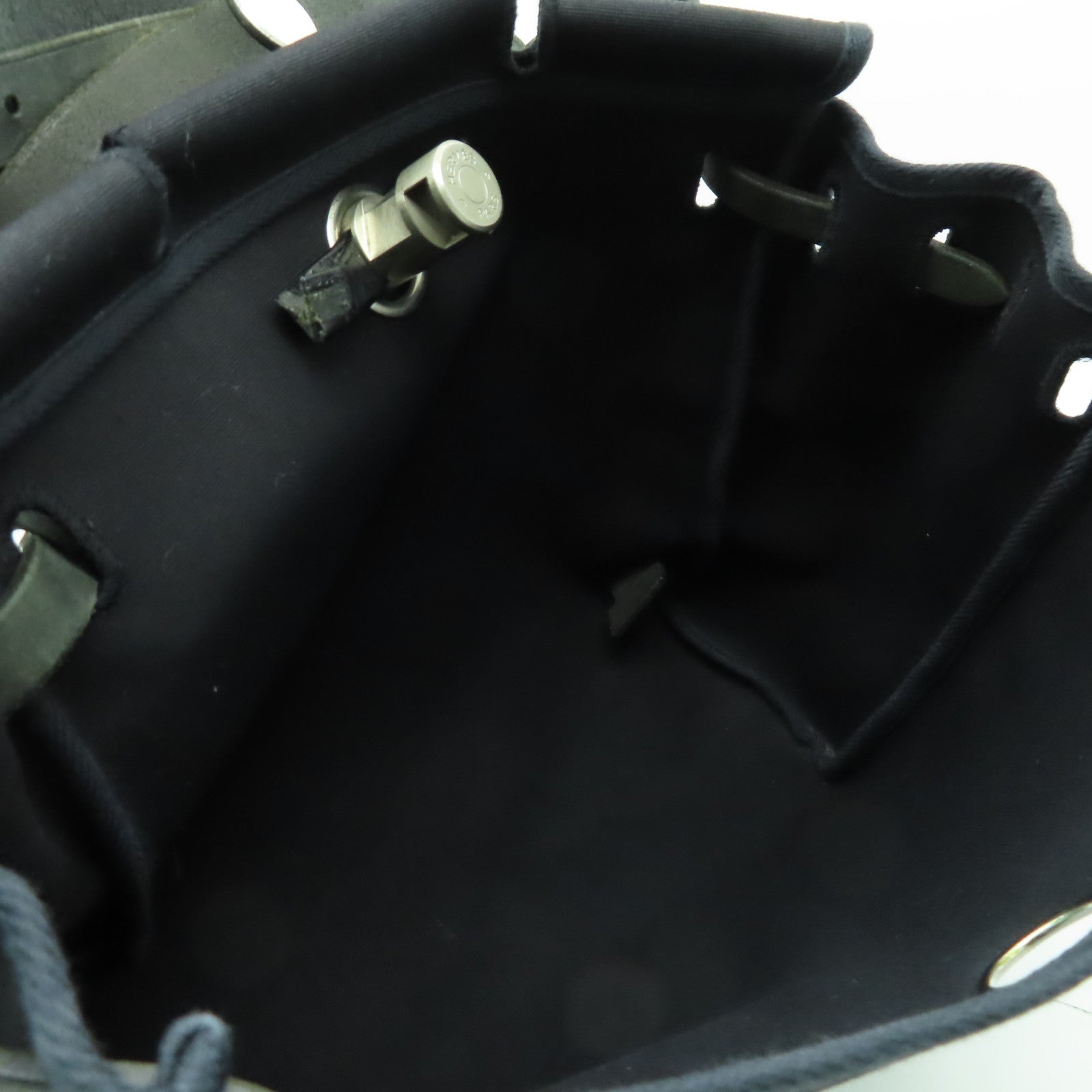 HERMES 帆布Herbag Backpack銀扣背包Noir黒色