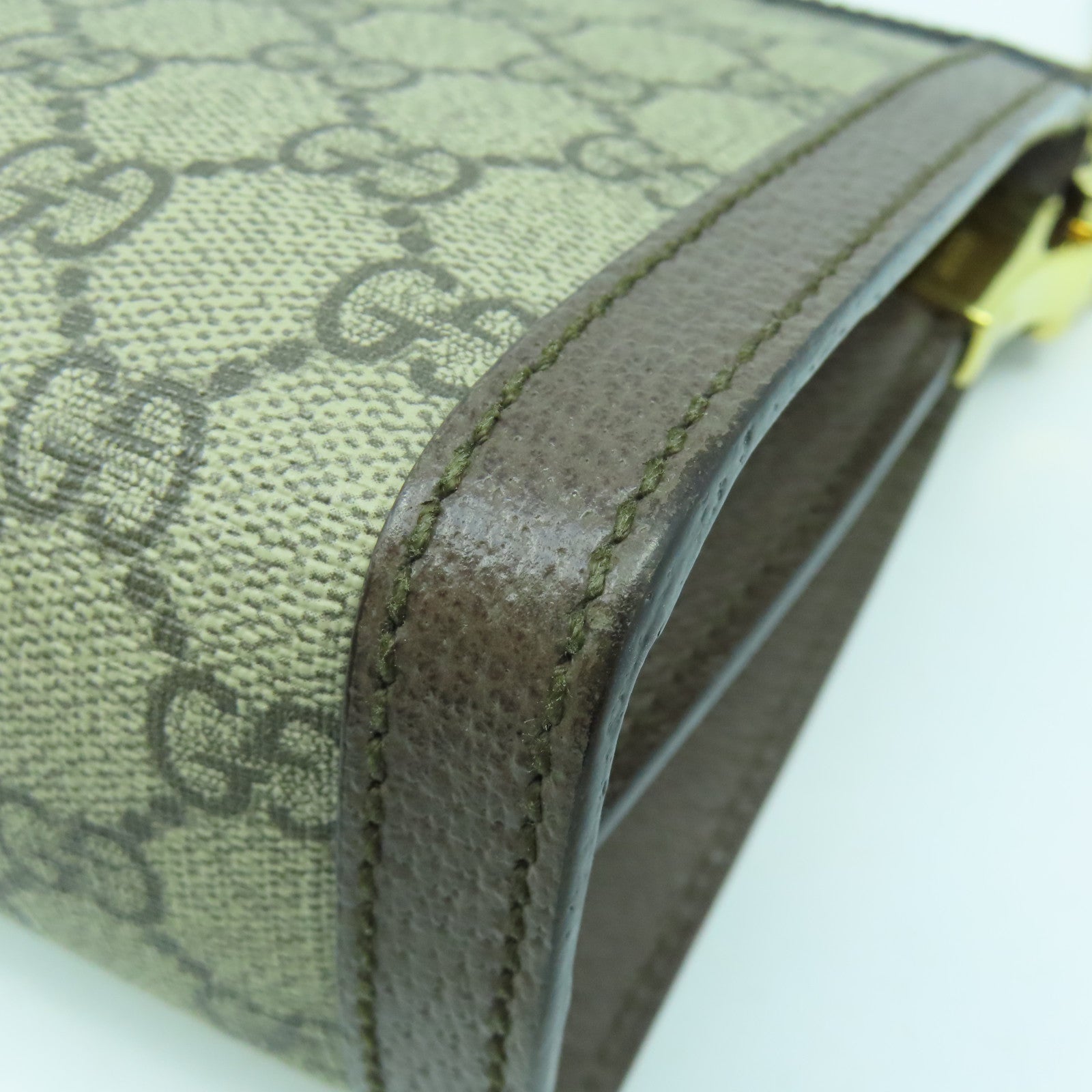 GUCCI 塗層帆布Ophidia GG金扣鏈帶肩背袋啡色