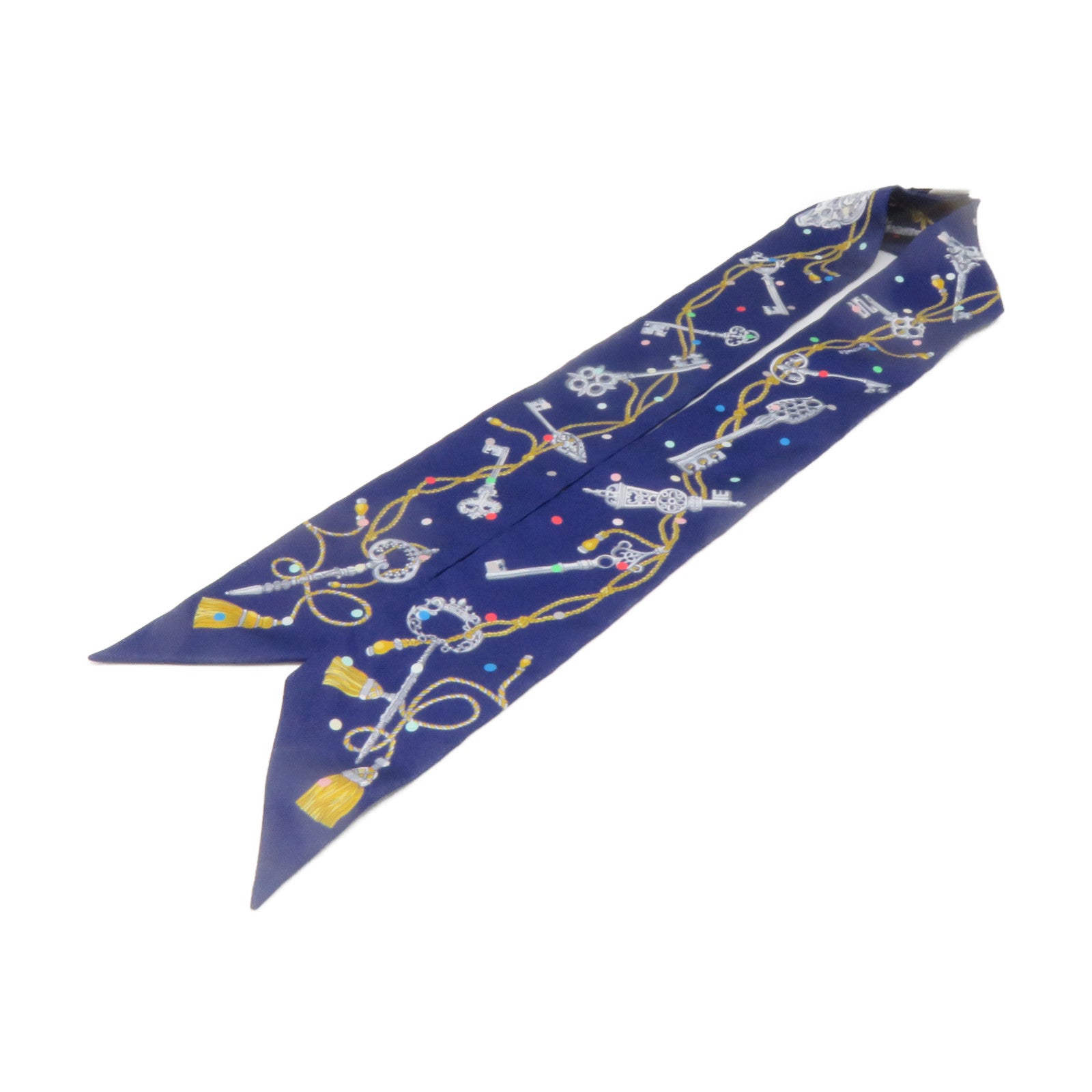 HERMES Silk Twilly Scarf Blue/Color