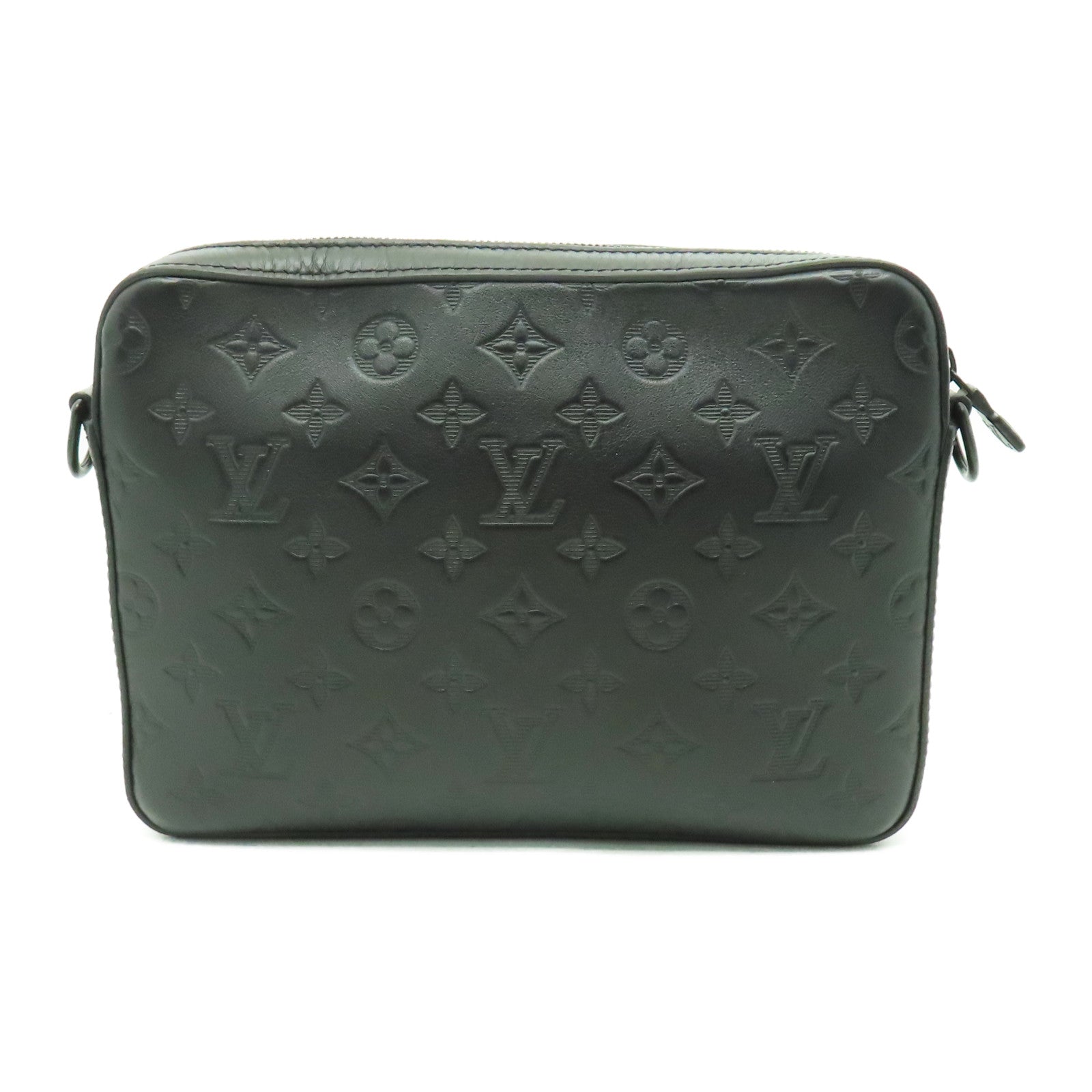 LOUIS VUITTON Monogram Shadow Duo Messenger肩背袋黑色