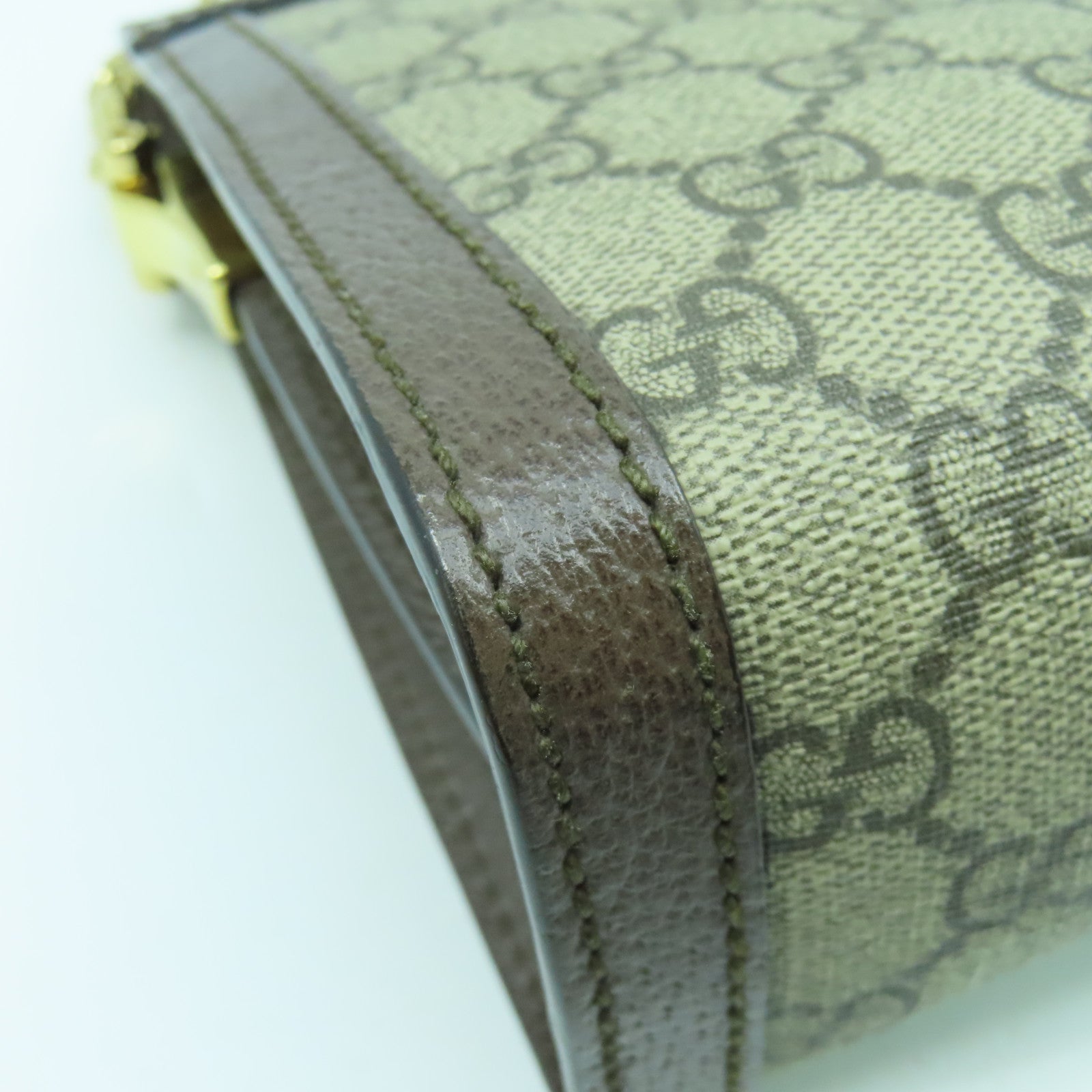 GUCCI 塗層帆布Ophidia GG金扣鏈帶肩背袋啡色