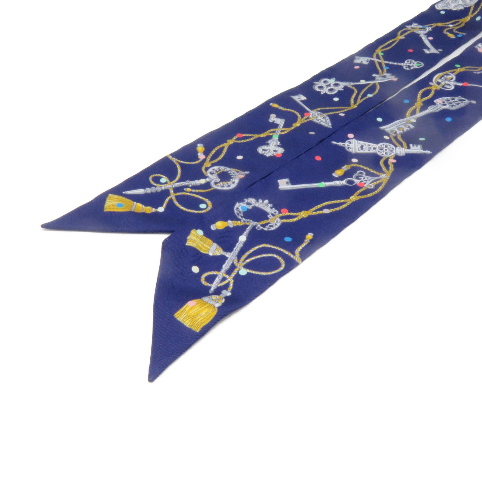 HERMES Silk Twilly Scarf Blue/Color