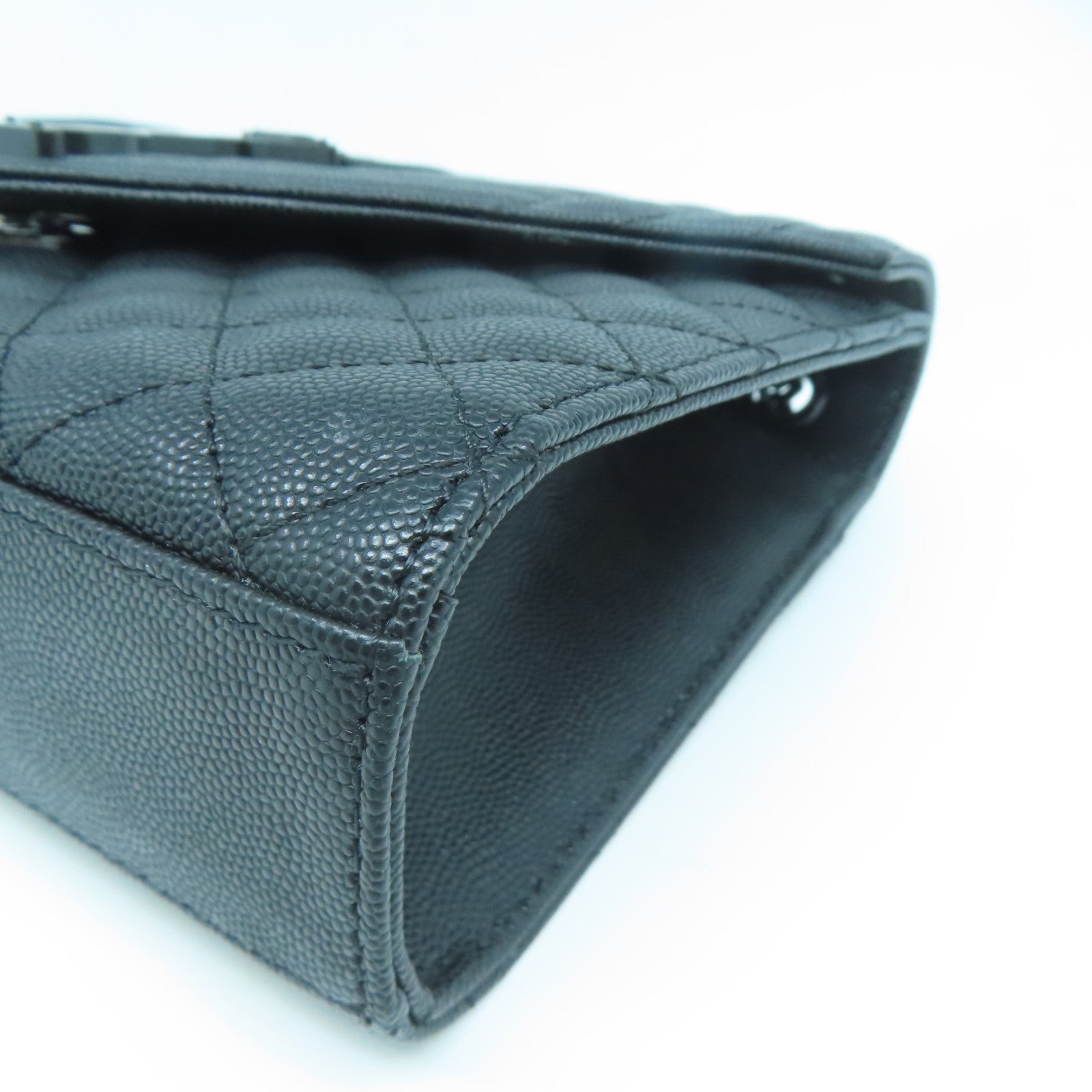 SAINT LAURENT 牛皮皮革Chain Shoulder黑扣链带肩背袋黑色