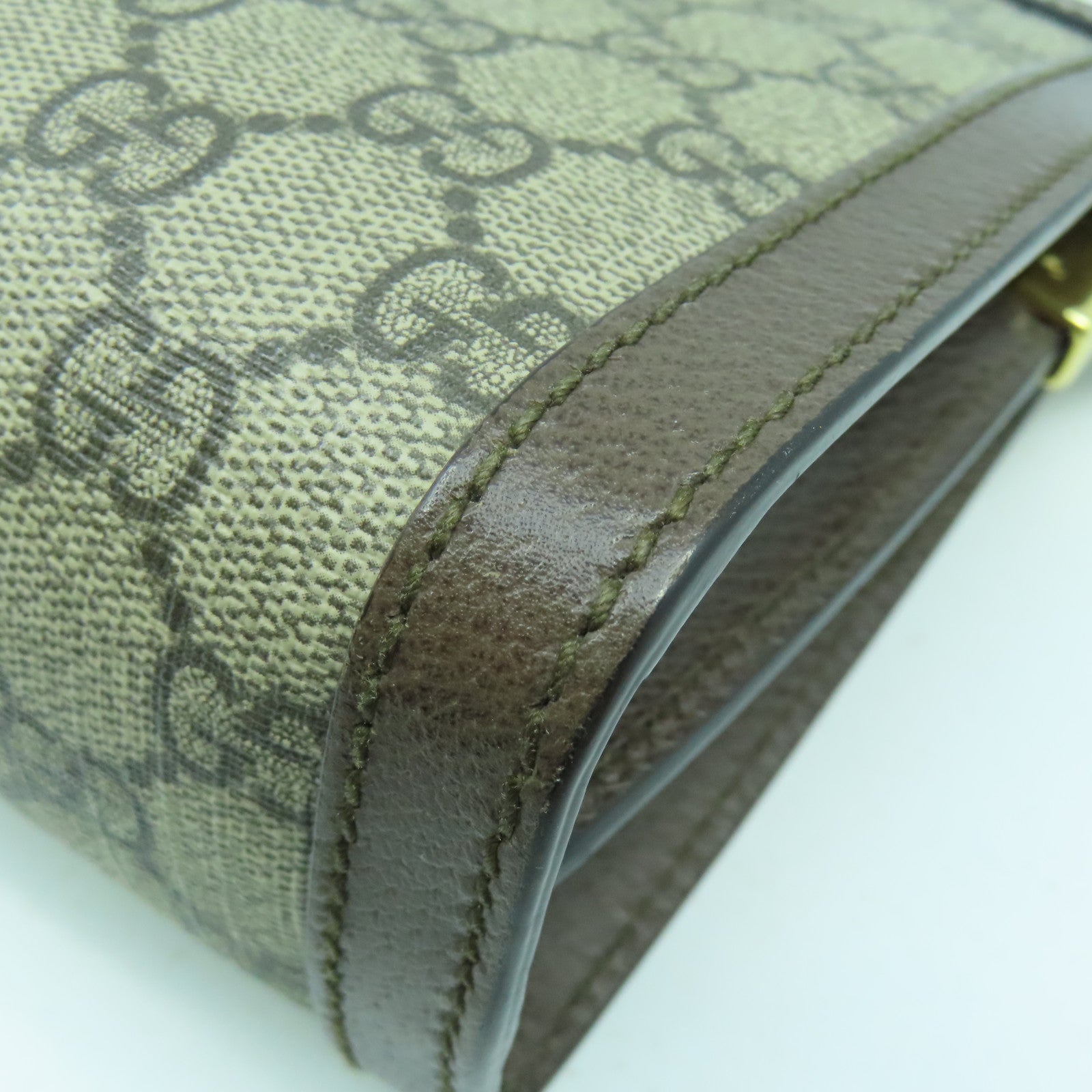 GUCCI 塗層帆布Ophidia GG金扣鏈帶肩背袋啡色