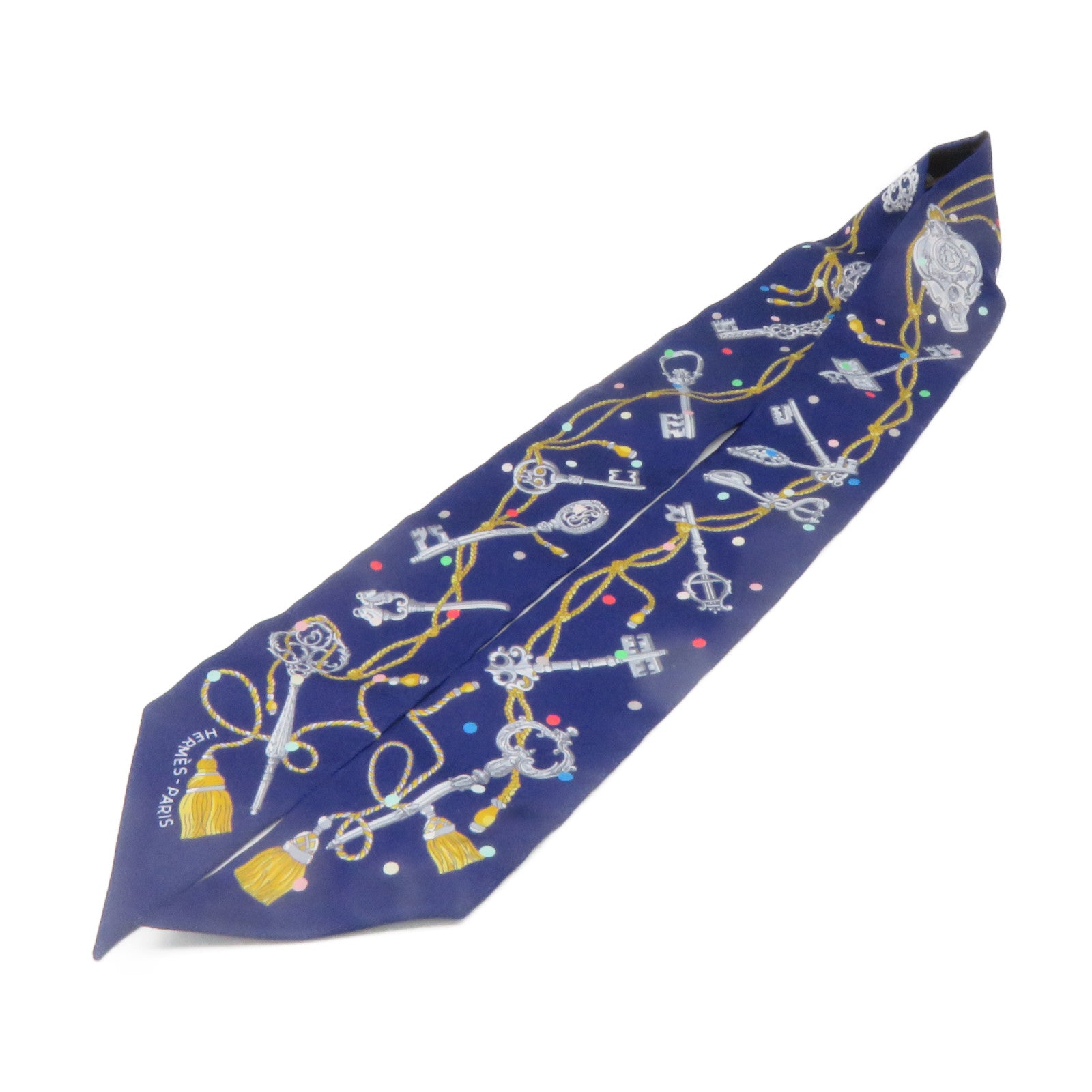 HERMES Silk Twilly Scarf Blue/Color
