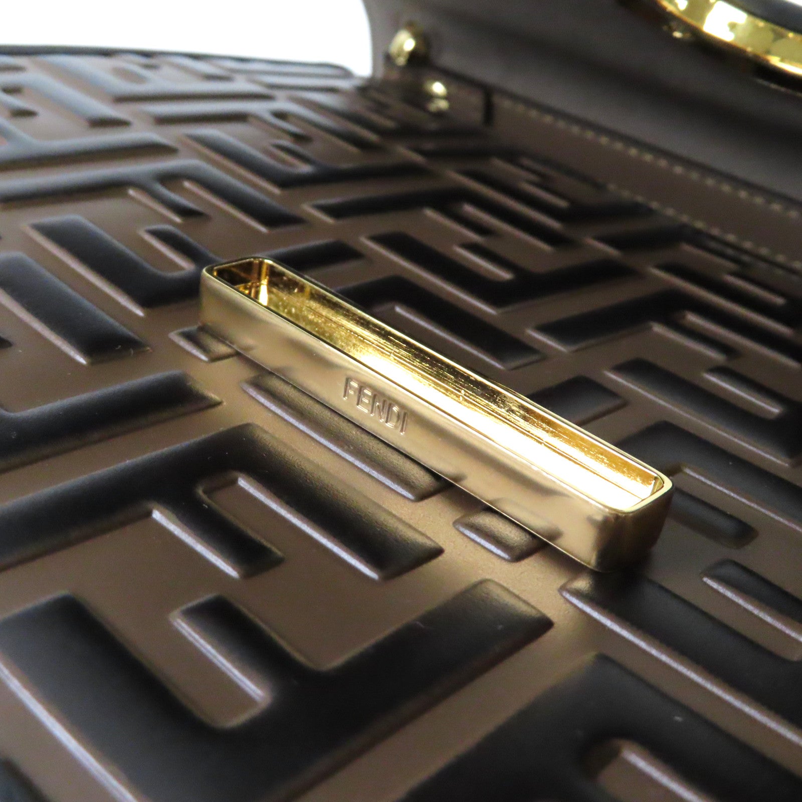 FENDI 牛皮皮革Shoulder Bag手挽肩背兩用袋啡色