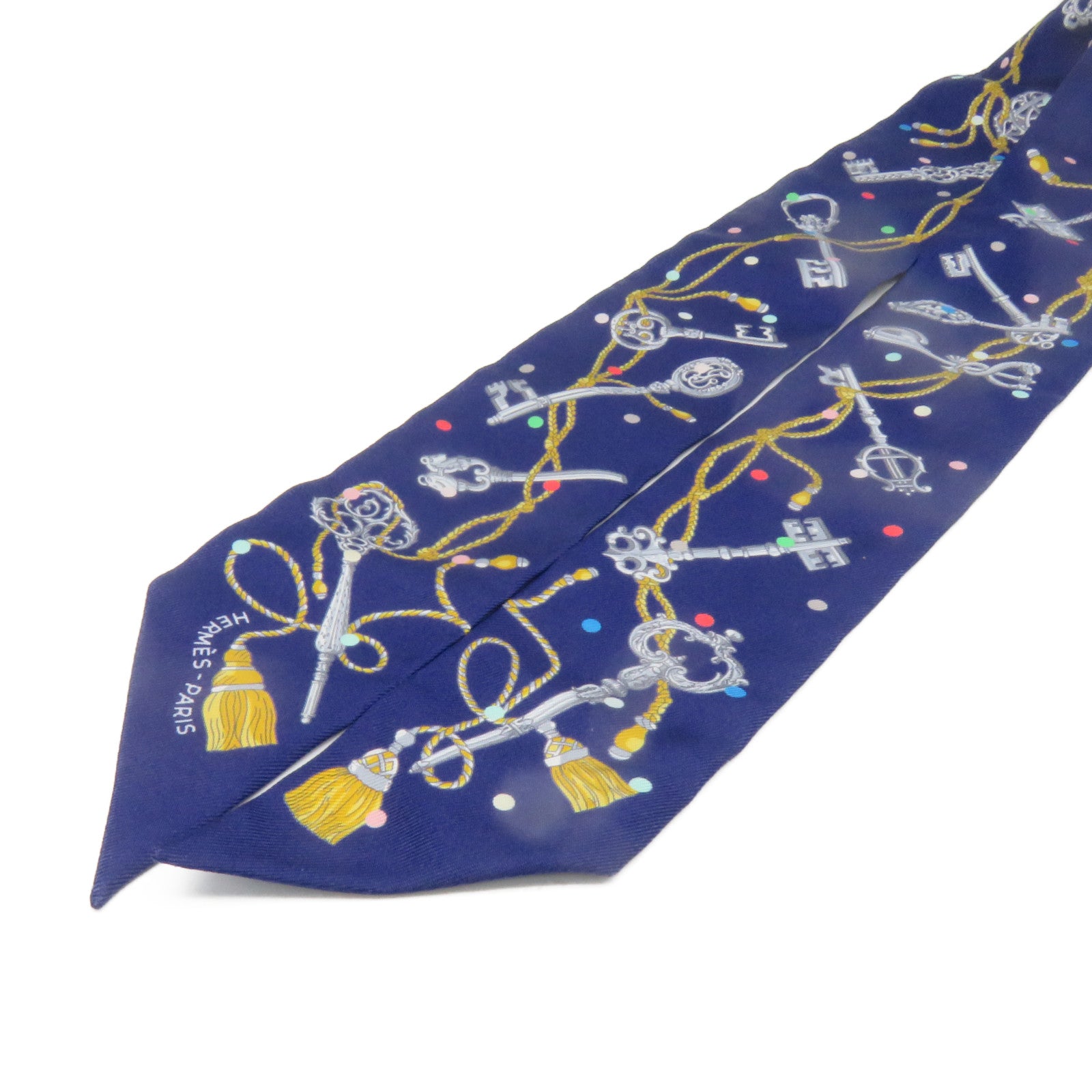 HERMES Silk Twilly Scarf Blue/Color