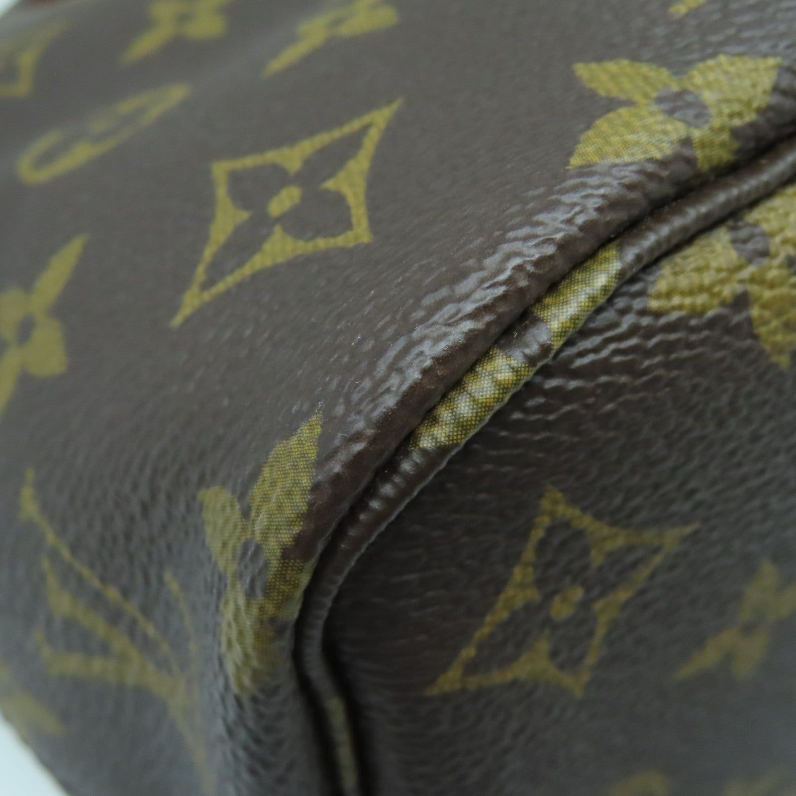 LOUIS VUITTON Monogram Neverfull PM金扣手挽袋棕色