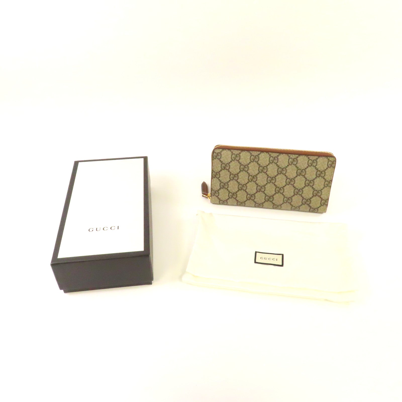 GUCCI 塗層帆布Zipper Long Wallet金扣長錢包啡色
