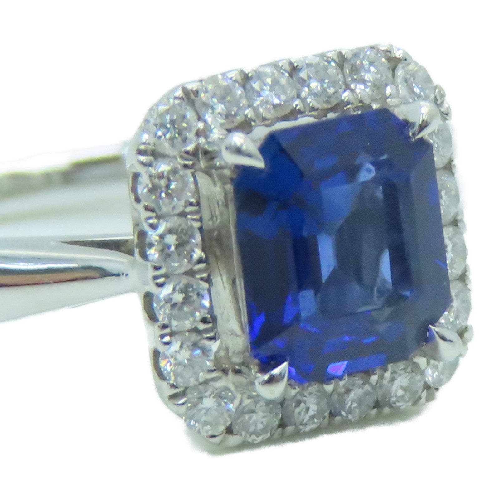 JEWELRY 18K白金Sapphire Diamond Ring1.008ct蓝宝石/0.176ct钻石戒指US#6