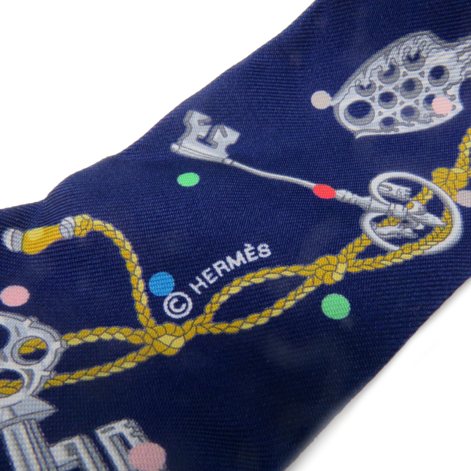 HERMES Silk Twilly Scarf Blue/Color