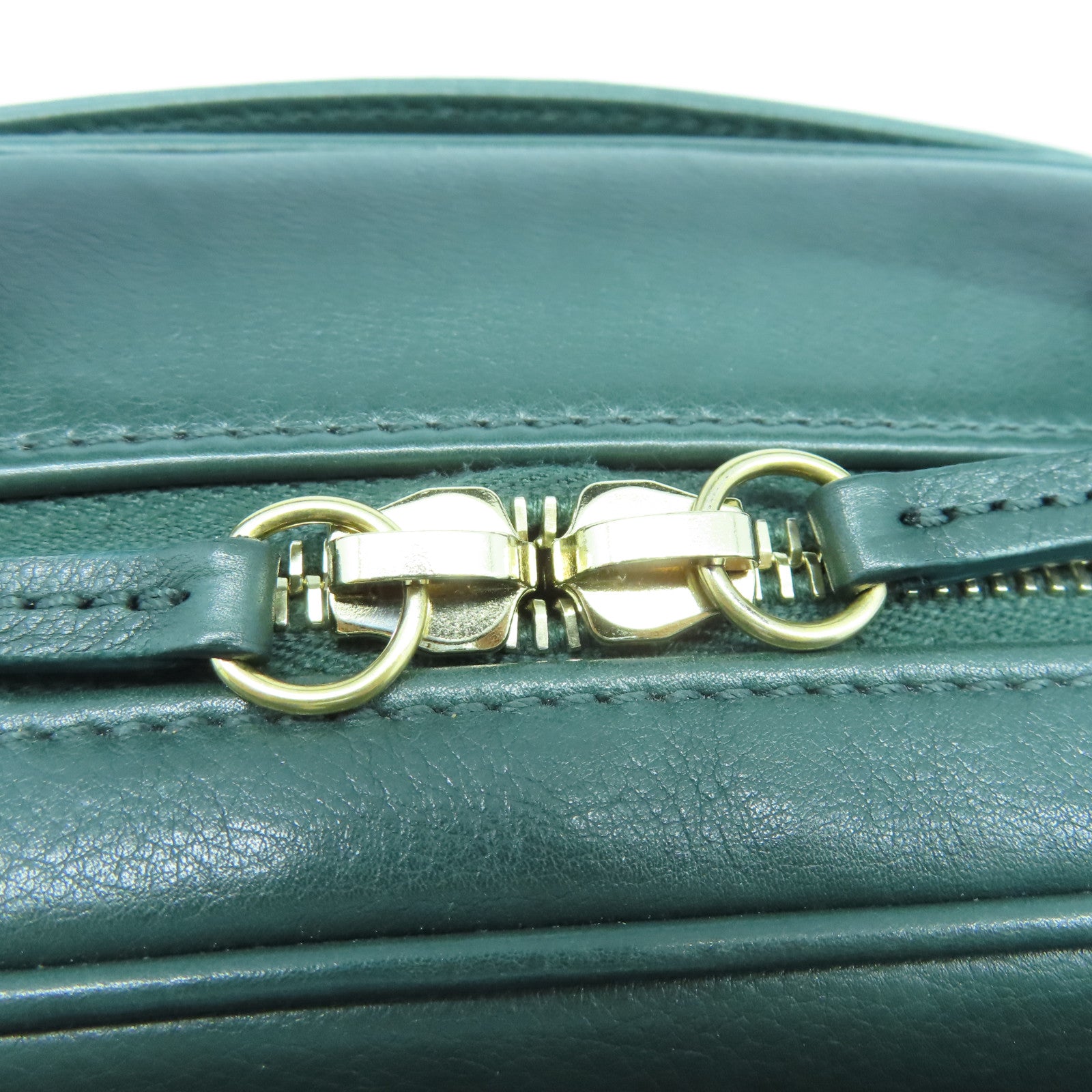CHANEL cowhide leather CC Vanity Case gold buckle handle shoulder bag green