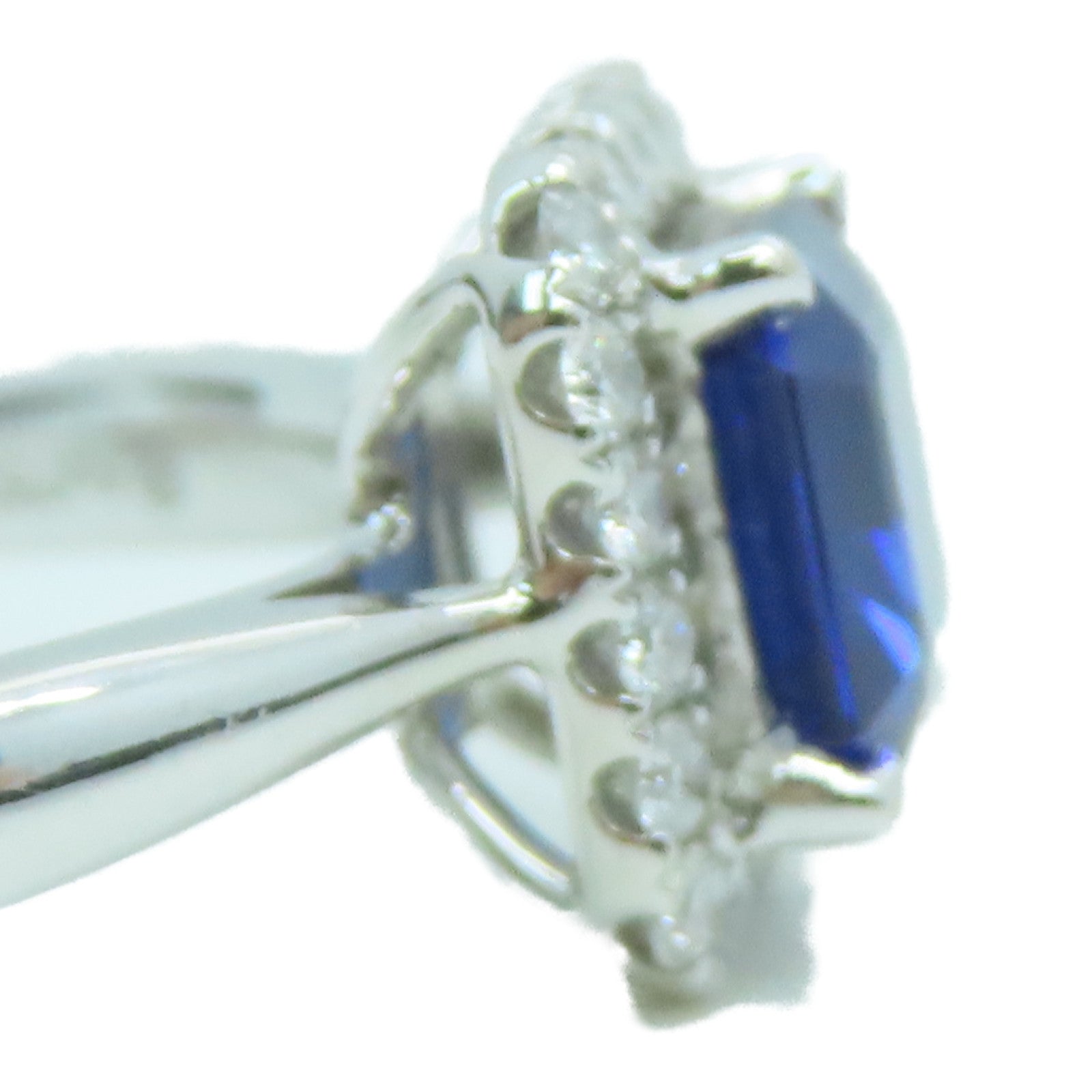 JEWELRY 18K白金Sapphire Diamond Ring1.008ct蓝宝石/0.176ct钻石戒指US#6