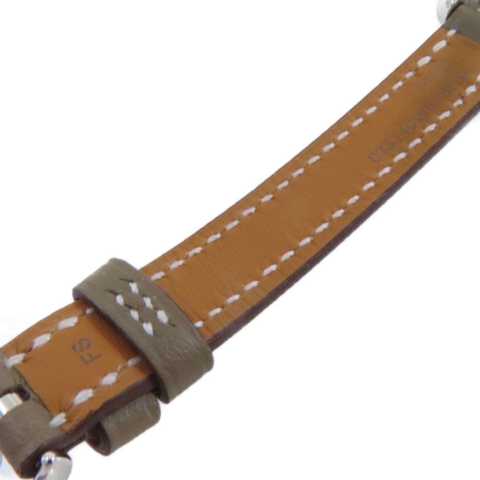 HERMES Nantucket Watch牛皮皮革帶/不鏽鋼石英機芯白色/Etoupe大象灰色