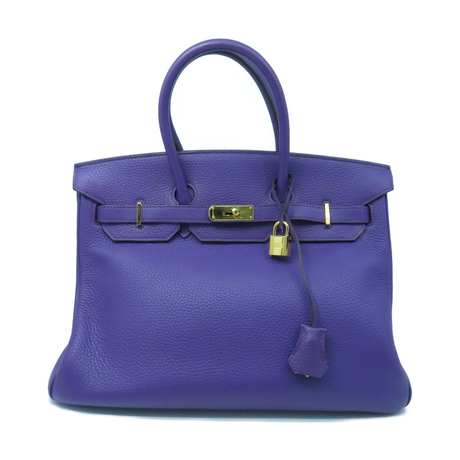 HERMES Togo Leather Birkin 35 Gold Buckle Handle Bag Anemone Purple